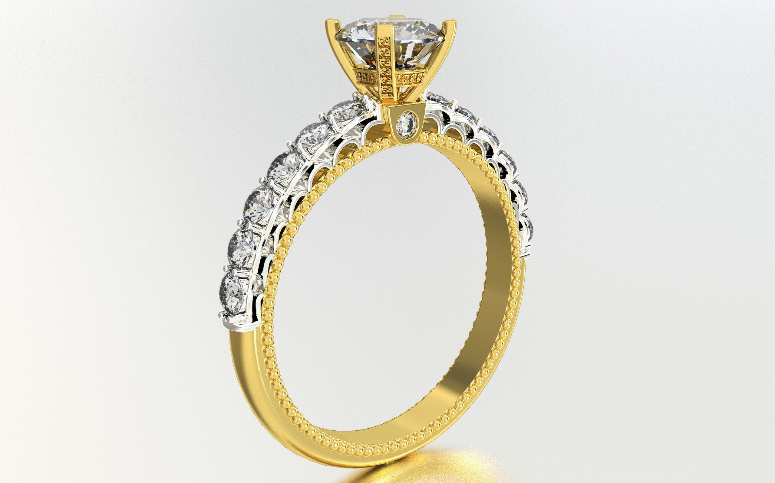 Women solitaire Engagement Ring 3d print model 3D print model_6