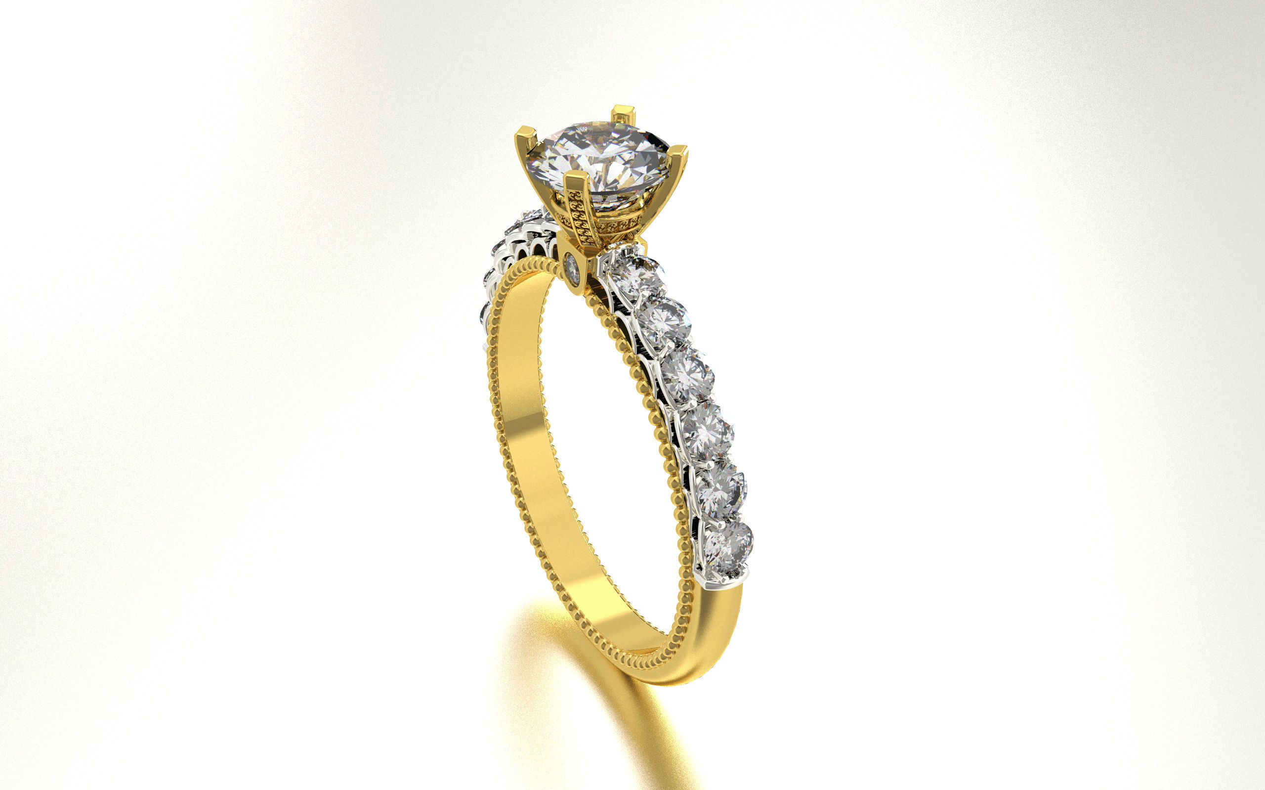 Women solitaire Engagement Ring 3d print model 3D print model_7