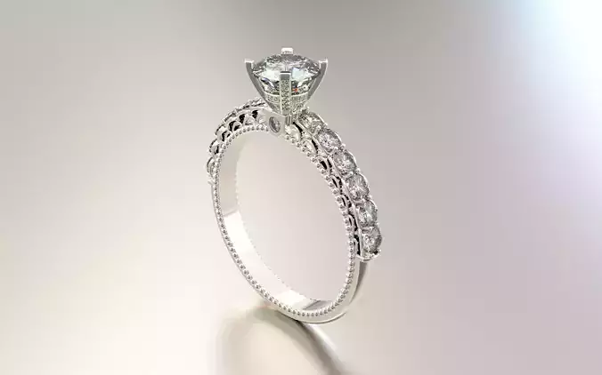 Women solitaire Engagement Ring 3d print model