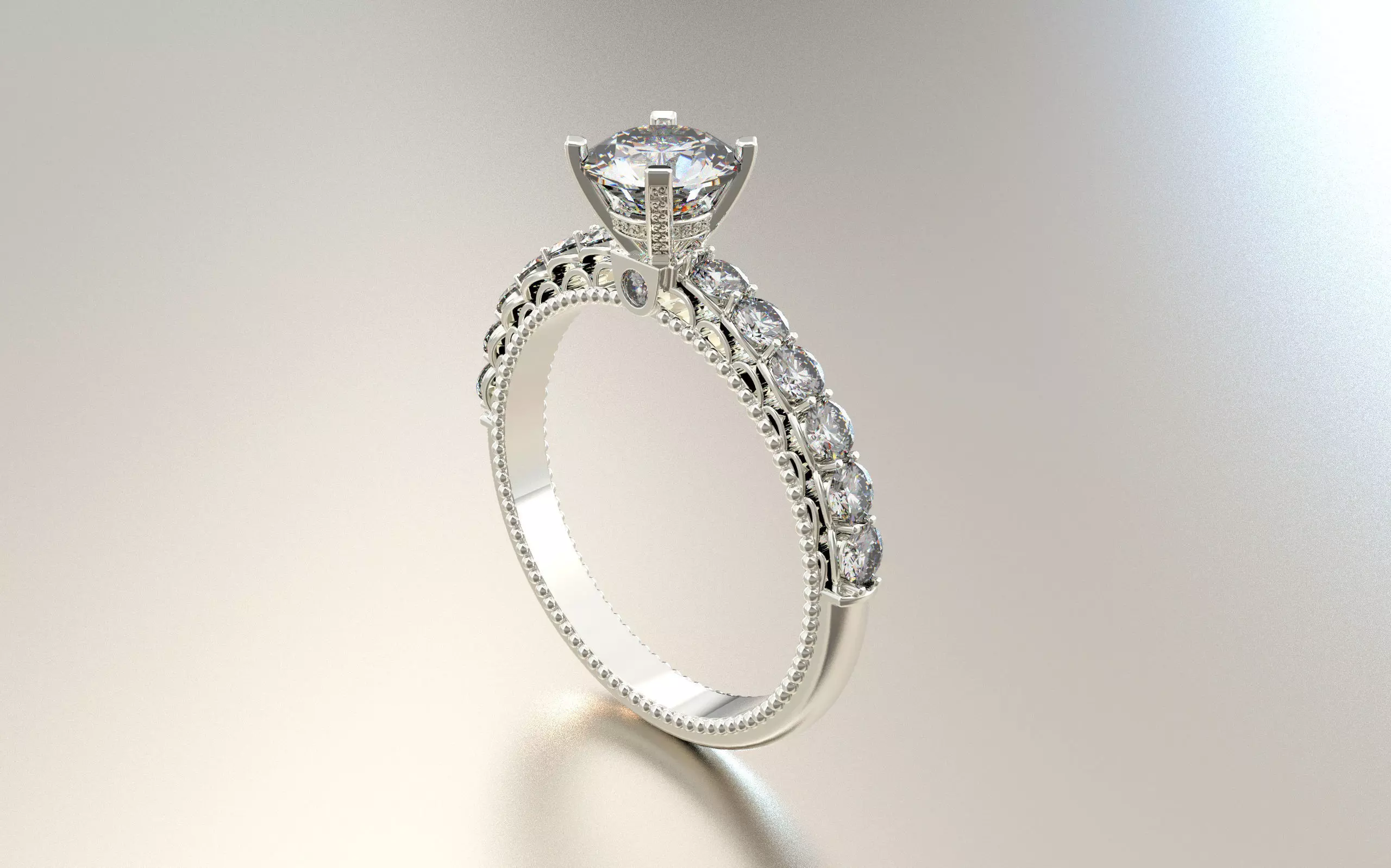 Women solitaire Engagement Ring 3d print model 3D print model_0