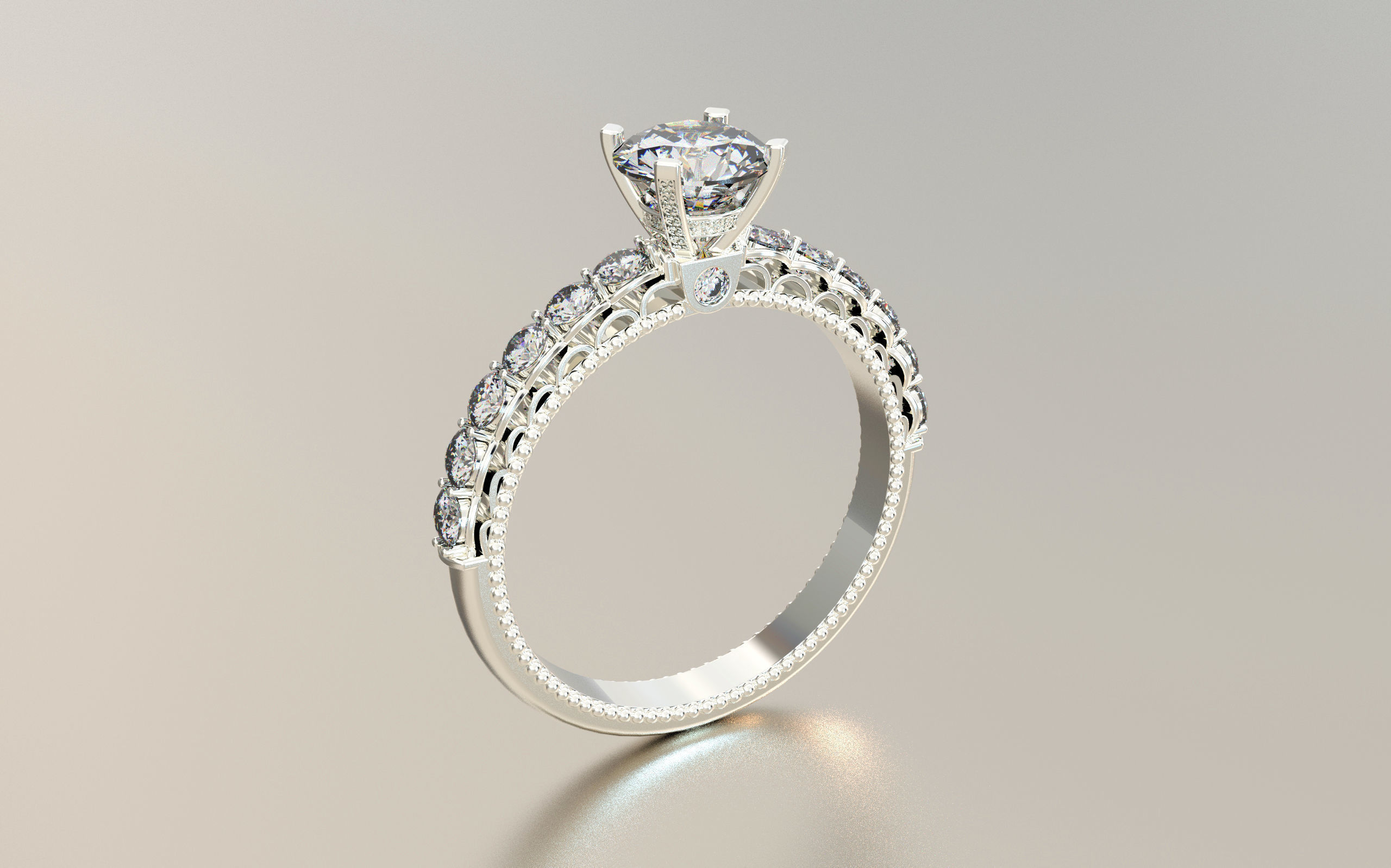 Women solitaire Engagement Ring 3d print model 3D print model_1