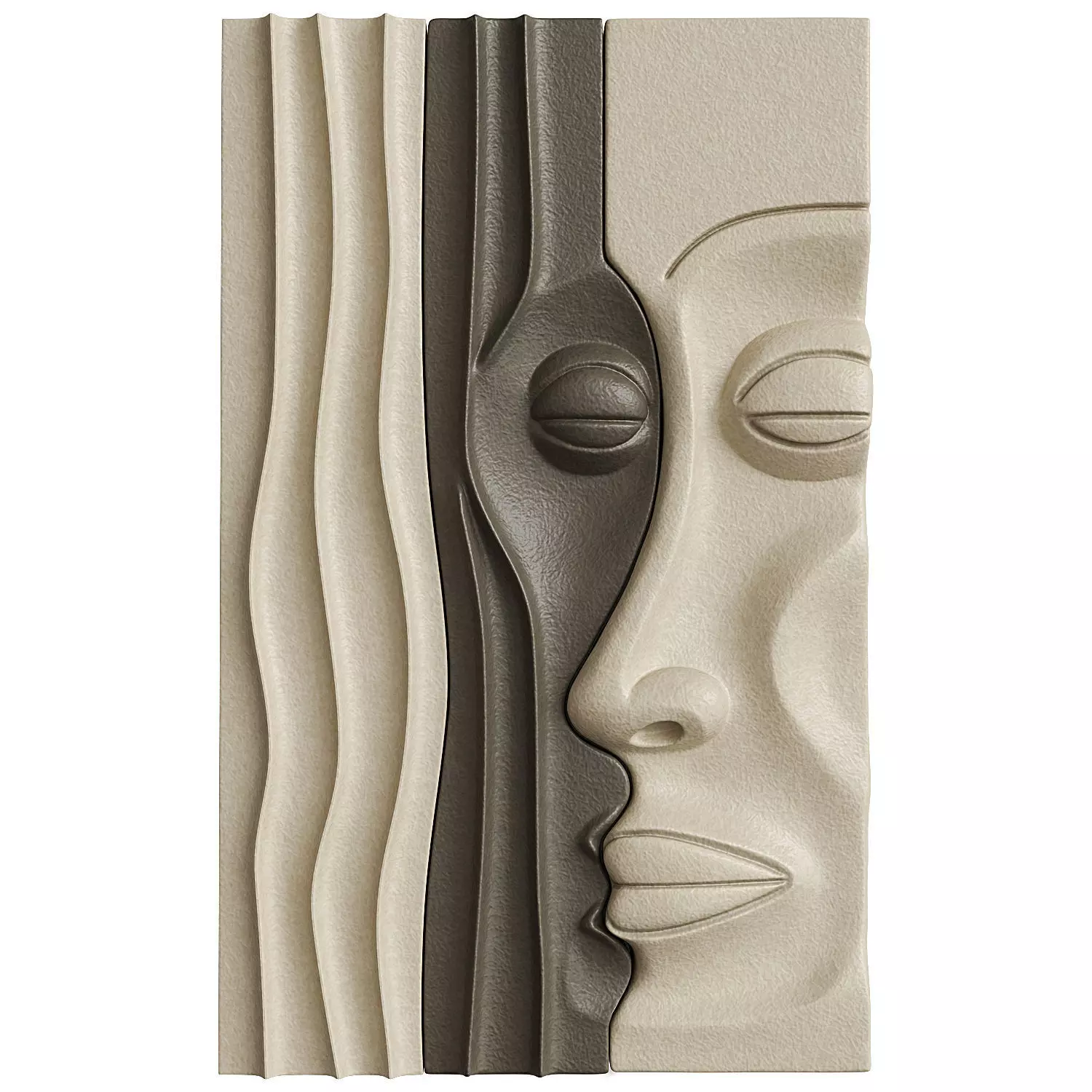 Abstract emotional faces art relief 3D model_0