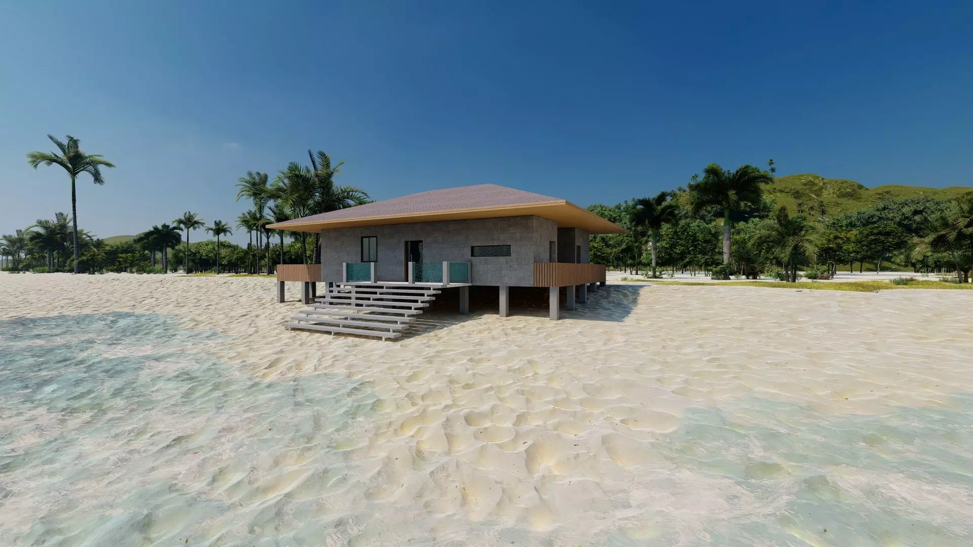 Beach Casa Scene-villa-modern house 3D model_3