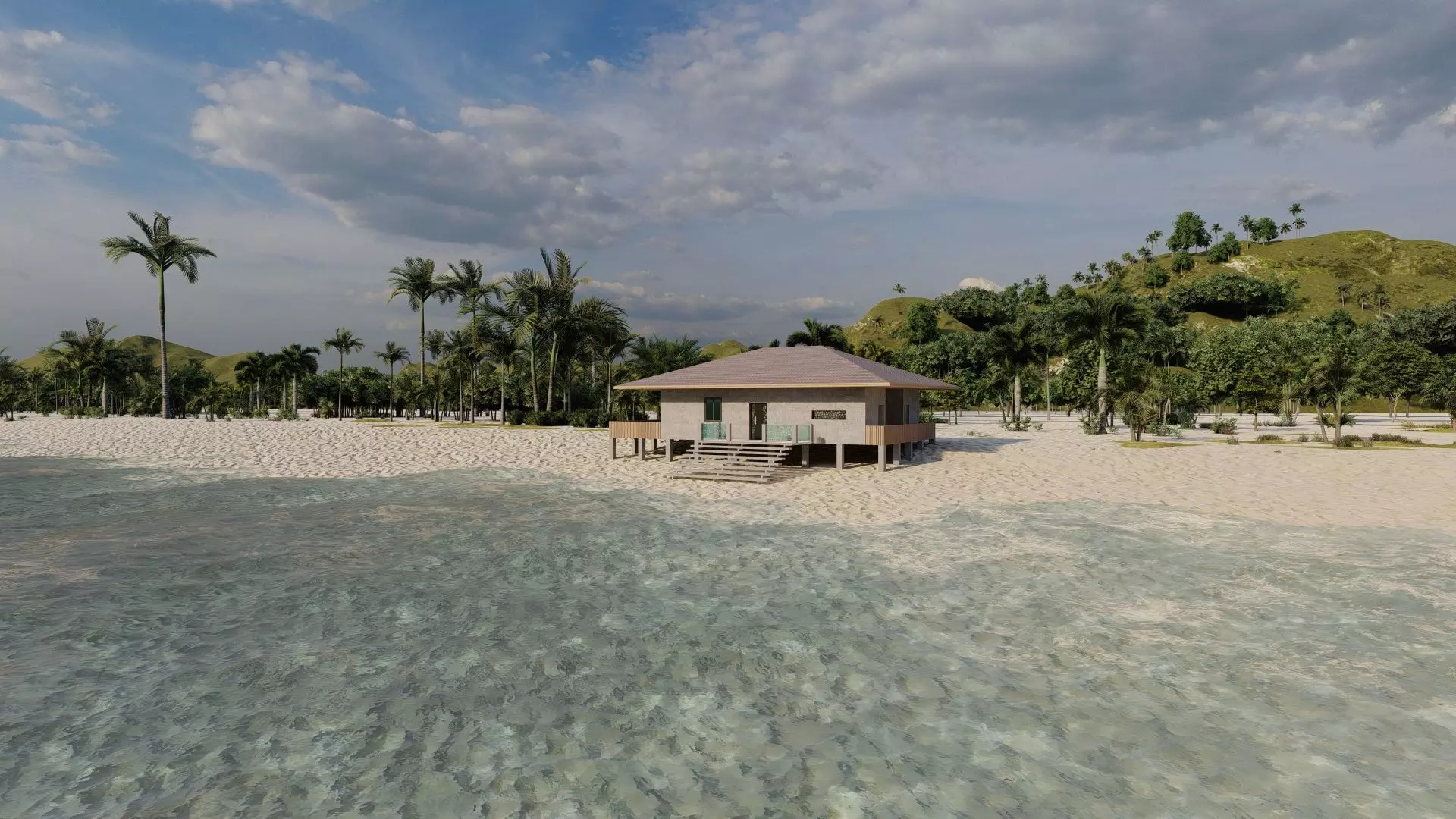 Beach Casa Scene-villa-modern house 3D model_10