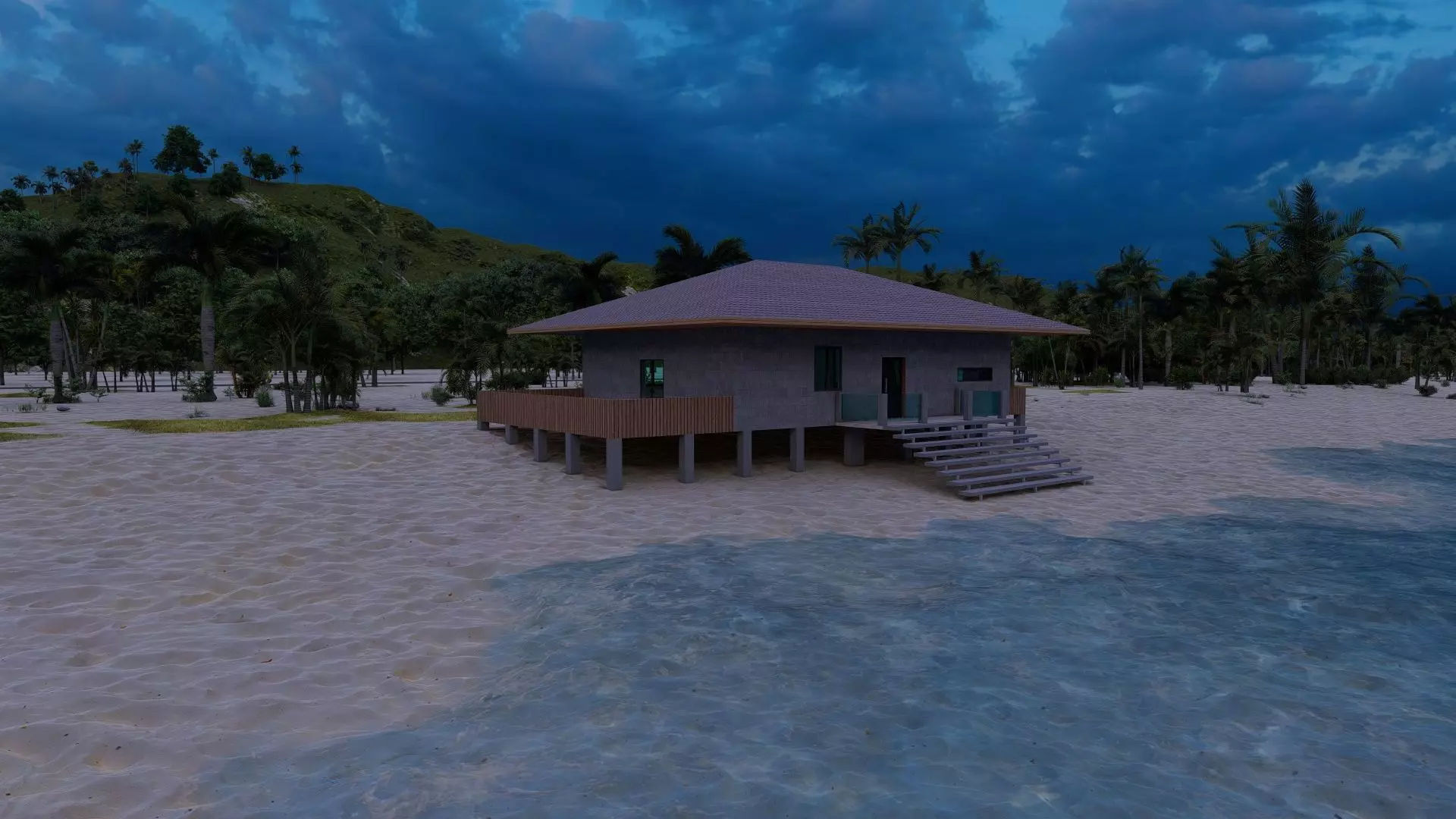 Beach Casa Scene-villa-modern house 3D model_18