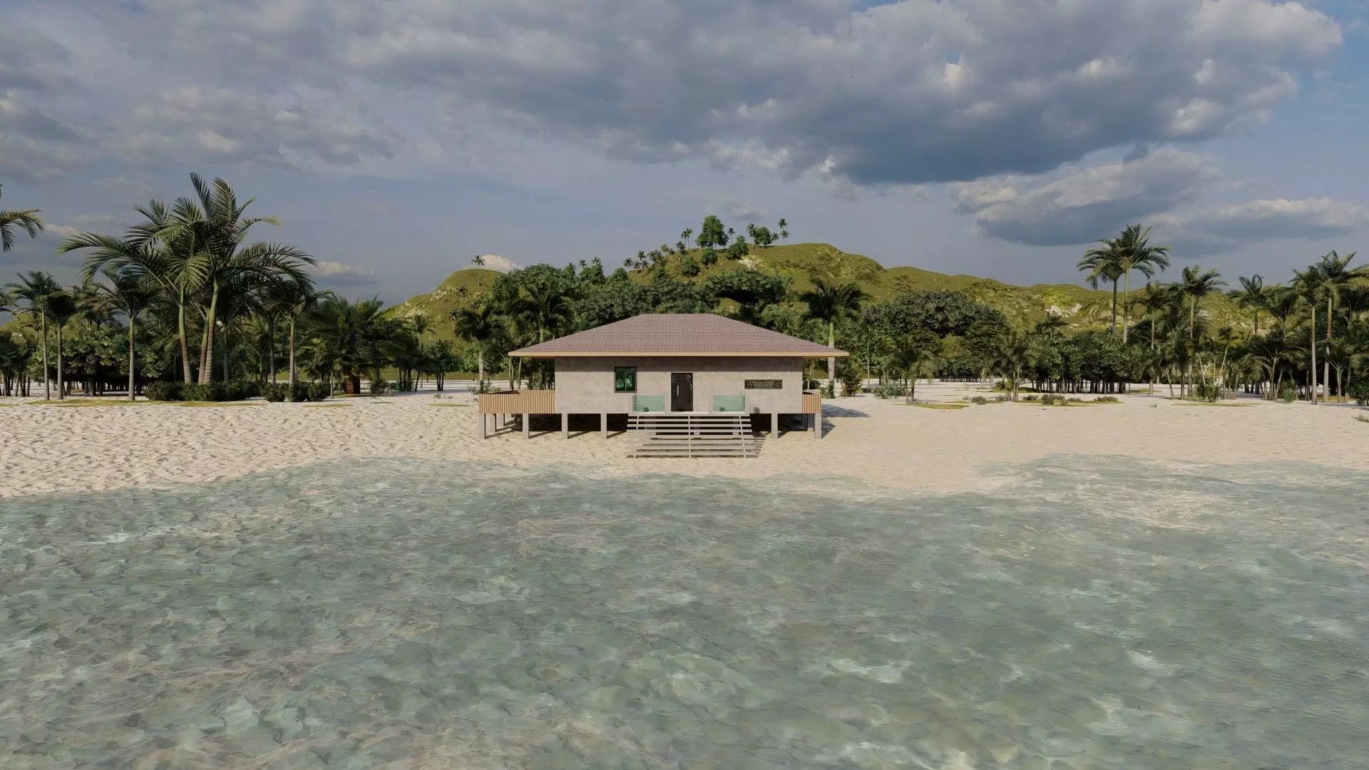 Beach Casa Scene-villa-modern house 3D model_15
