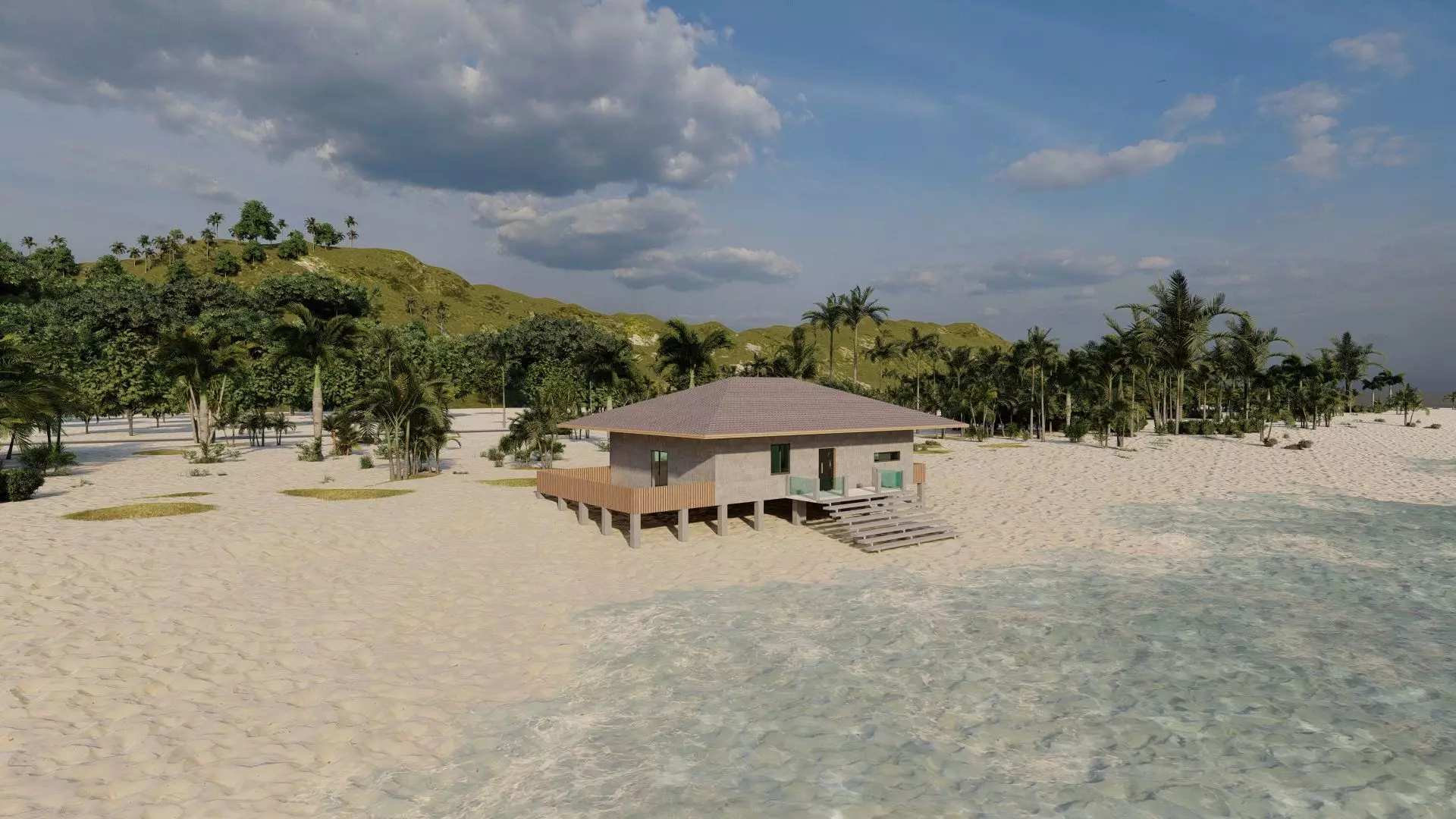 Beach Casa Scene-villa-modern house 3D model_2