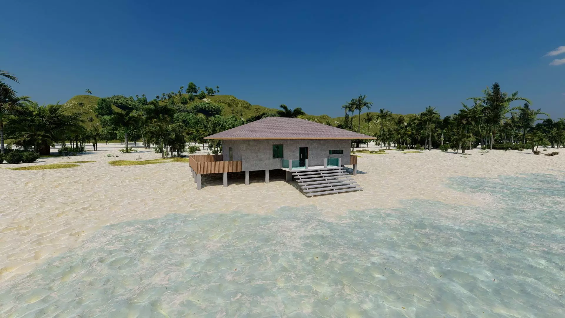 Beach Casa Scene-villa-modern house 3D model_8
