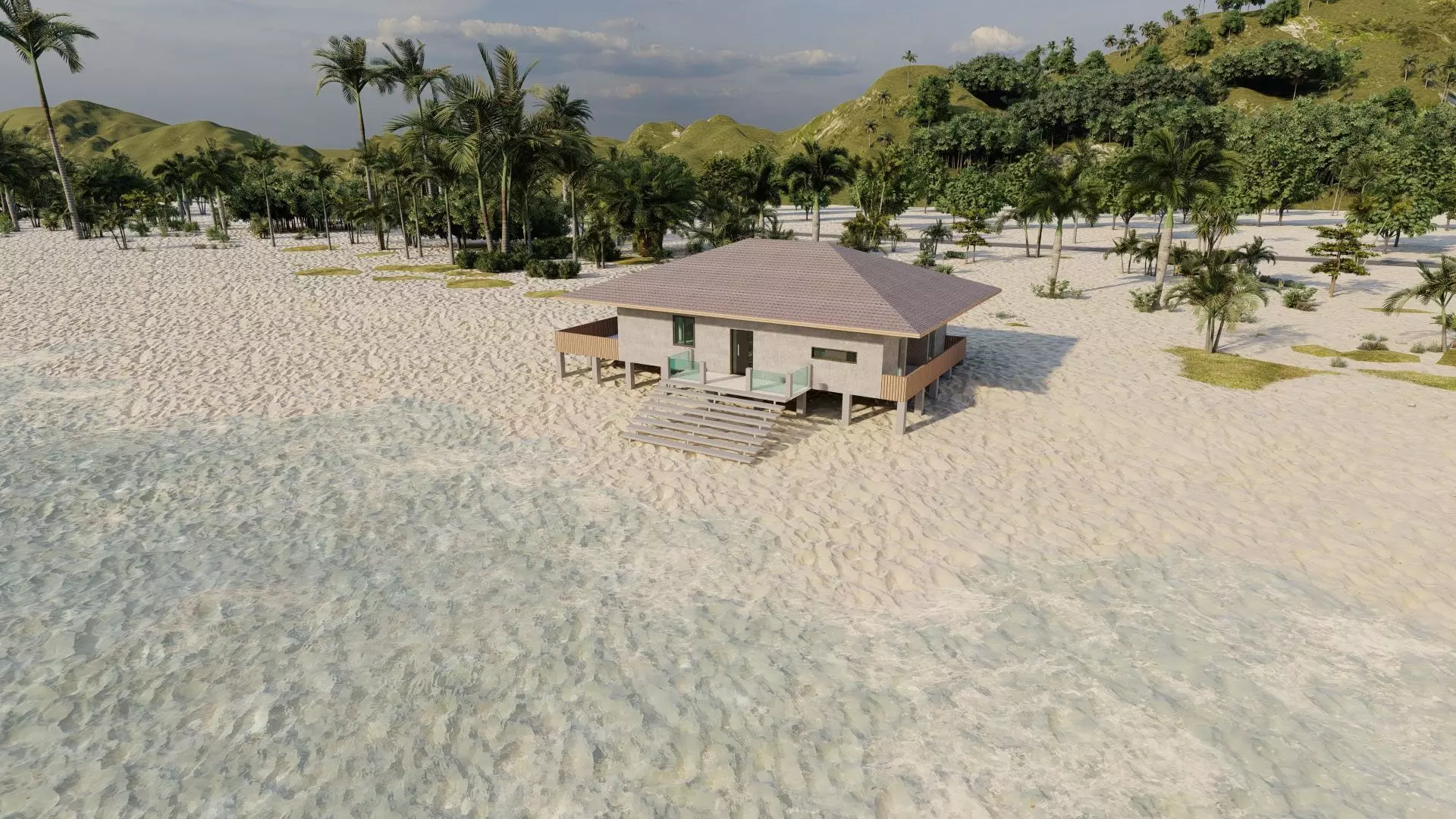 Beach Casa Scene-villa-modern house 3D model_14
