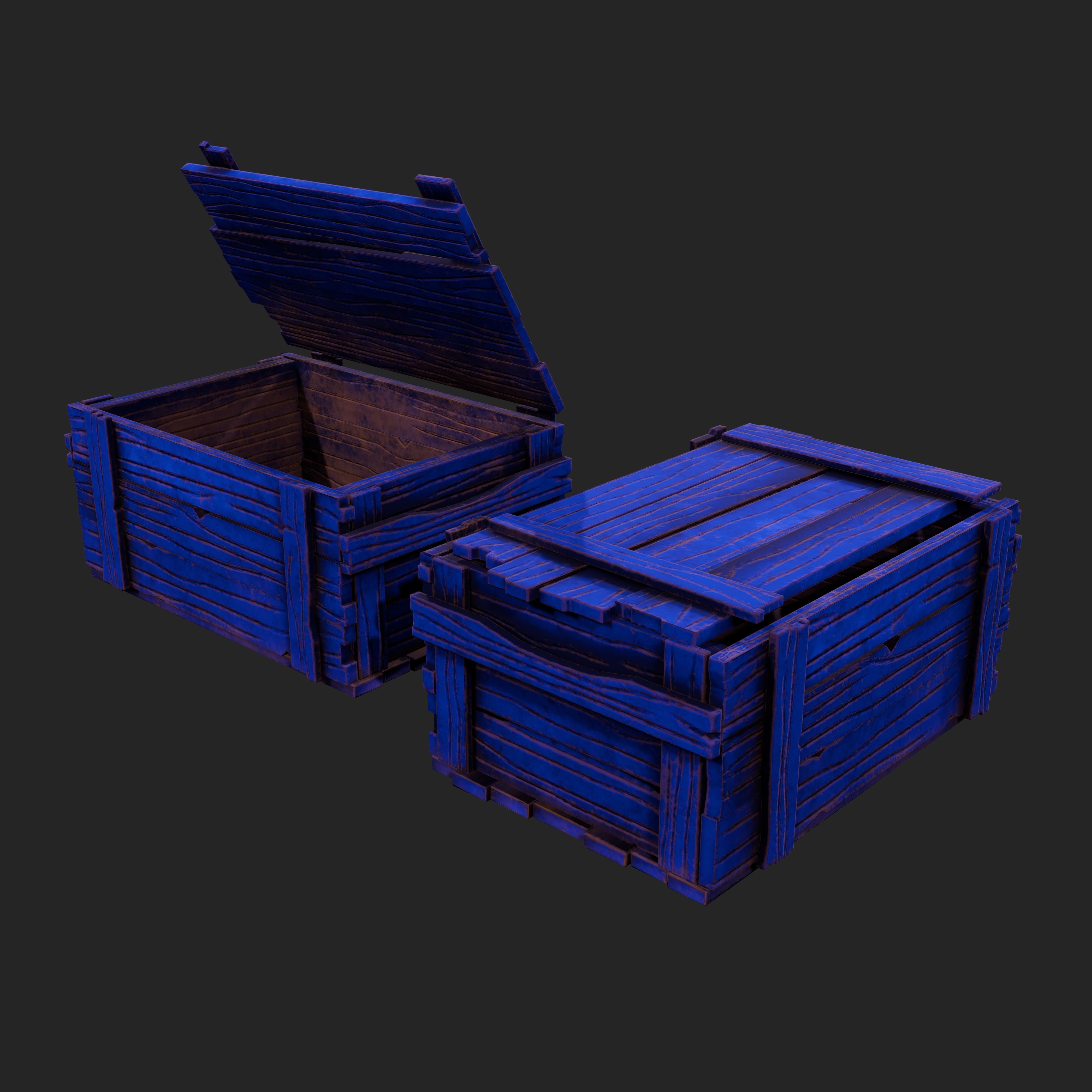 LowPoly Fantasy Stylized Treasure Chest Set Low-poly 3D model_2