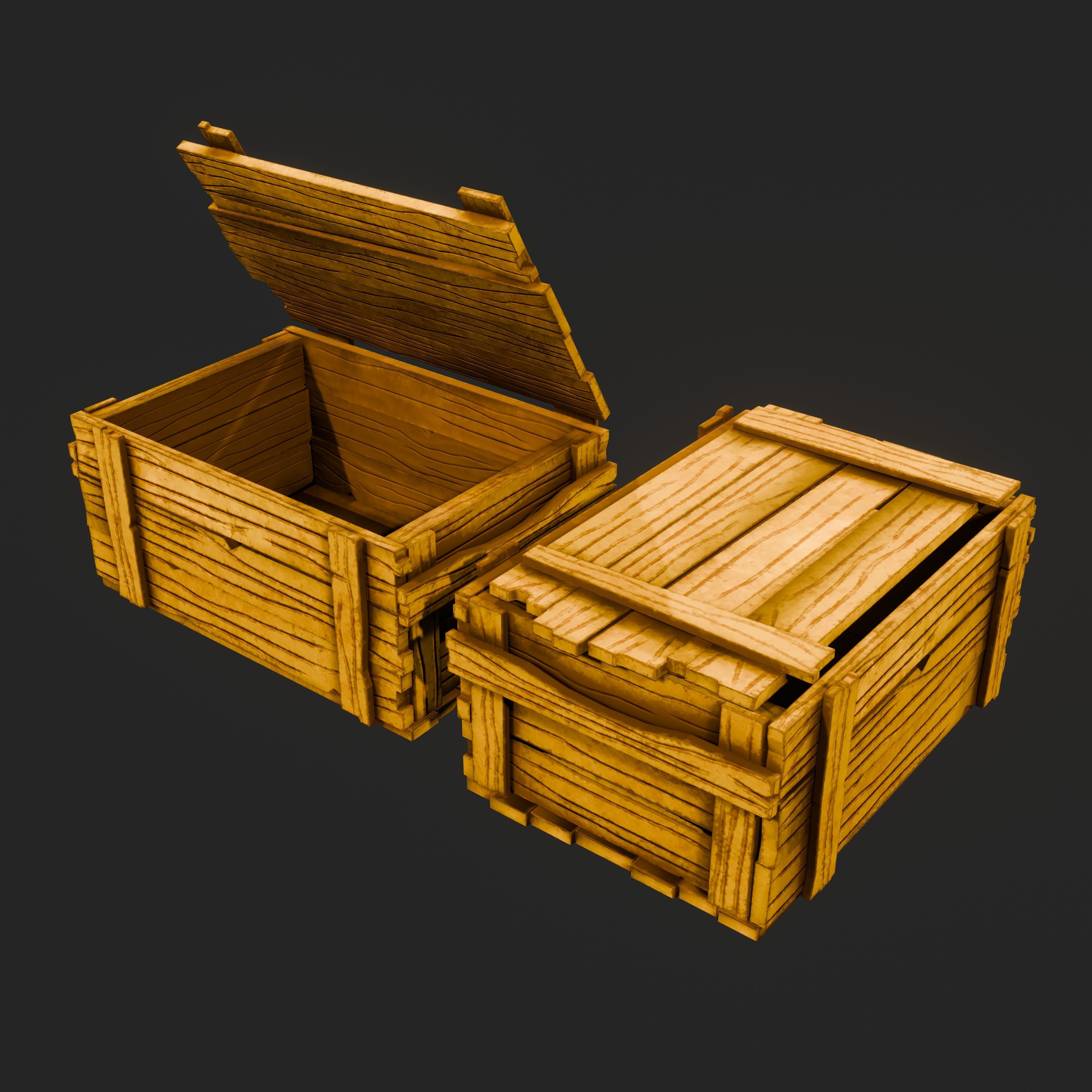LowPoly Fantasy Stylized Treasure Chest Set Low-poly 3D model_5