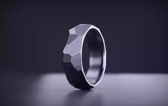 Diamond Cut Ring Faceted for 3D Print 3D print model