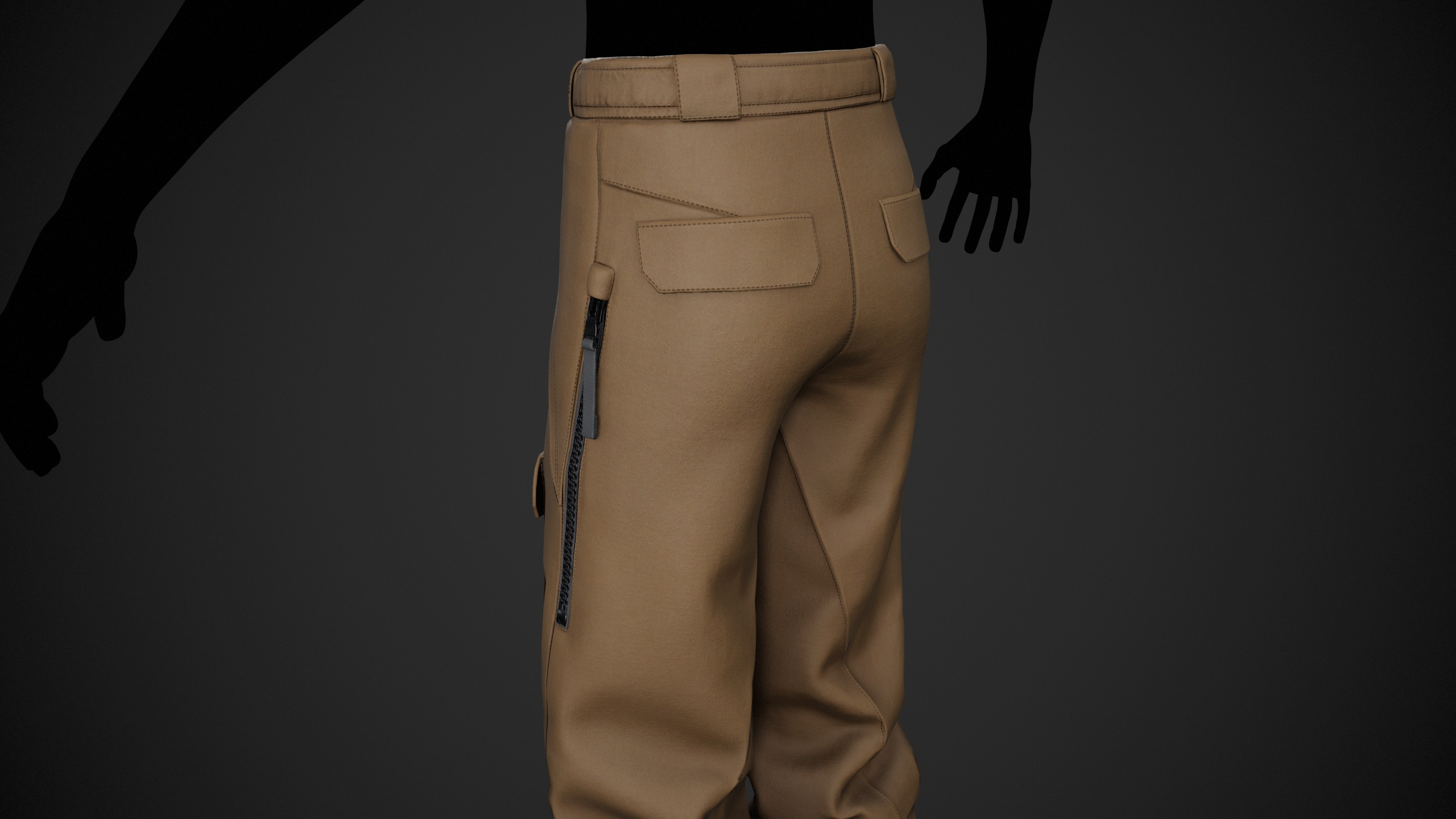 Brown Snowboard Pants Style 3 Low-poly 3D model_5