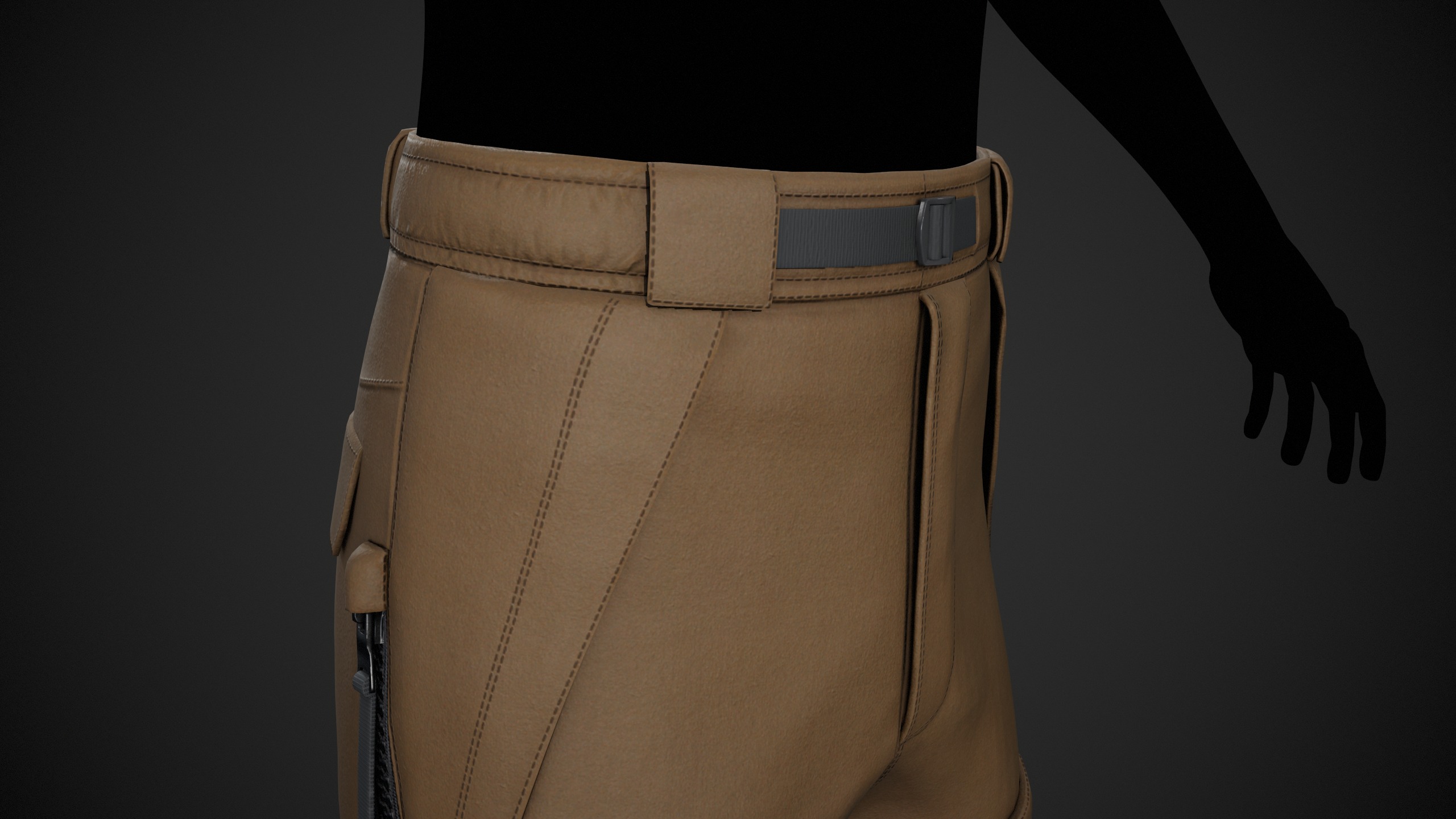 Brown Snowboard Pants Style 3 Low-poly 3D model_3
