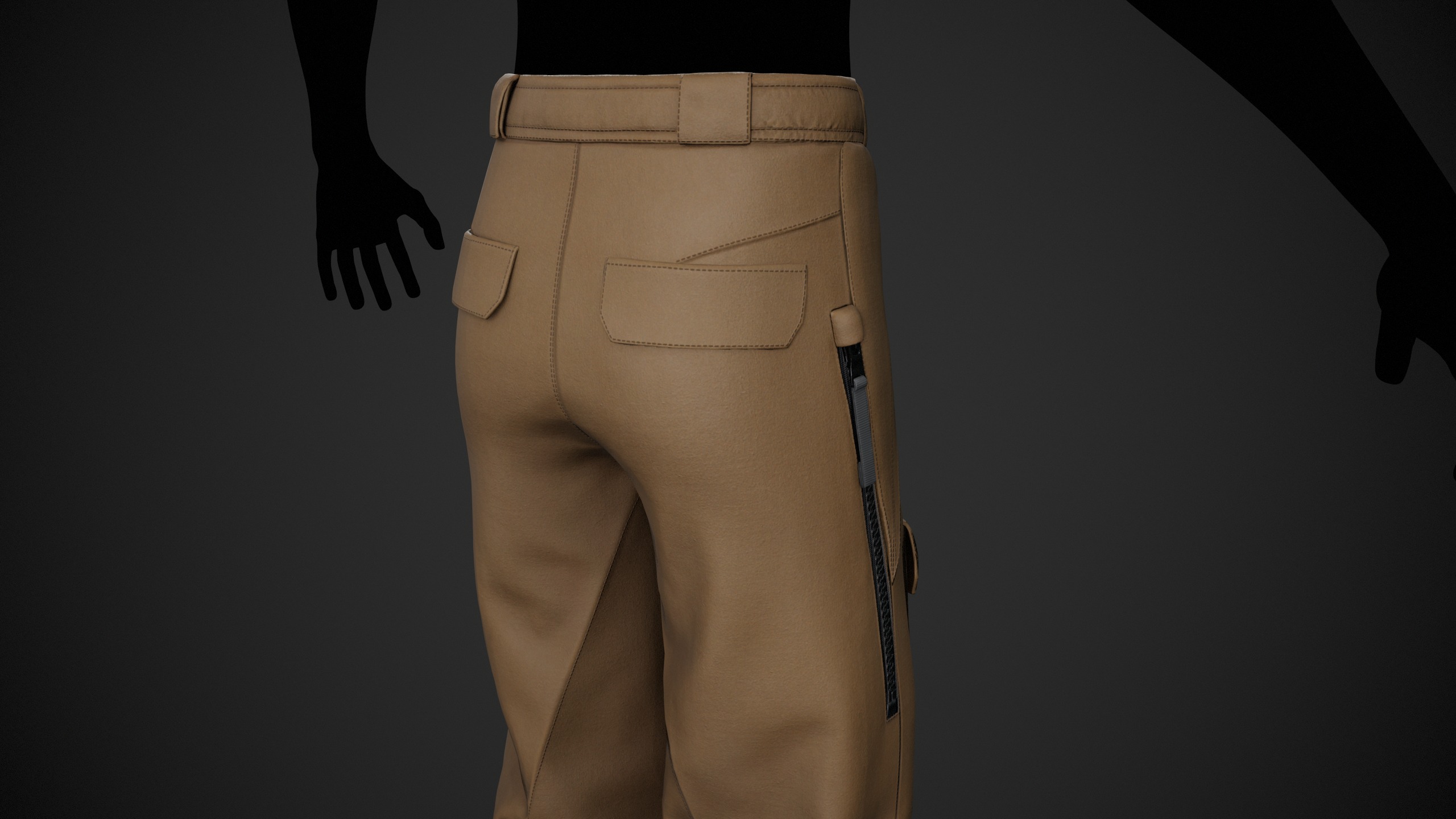 Brown Snowboard Pants Style 3 Low-poly 3D model_4