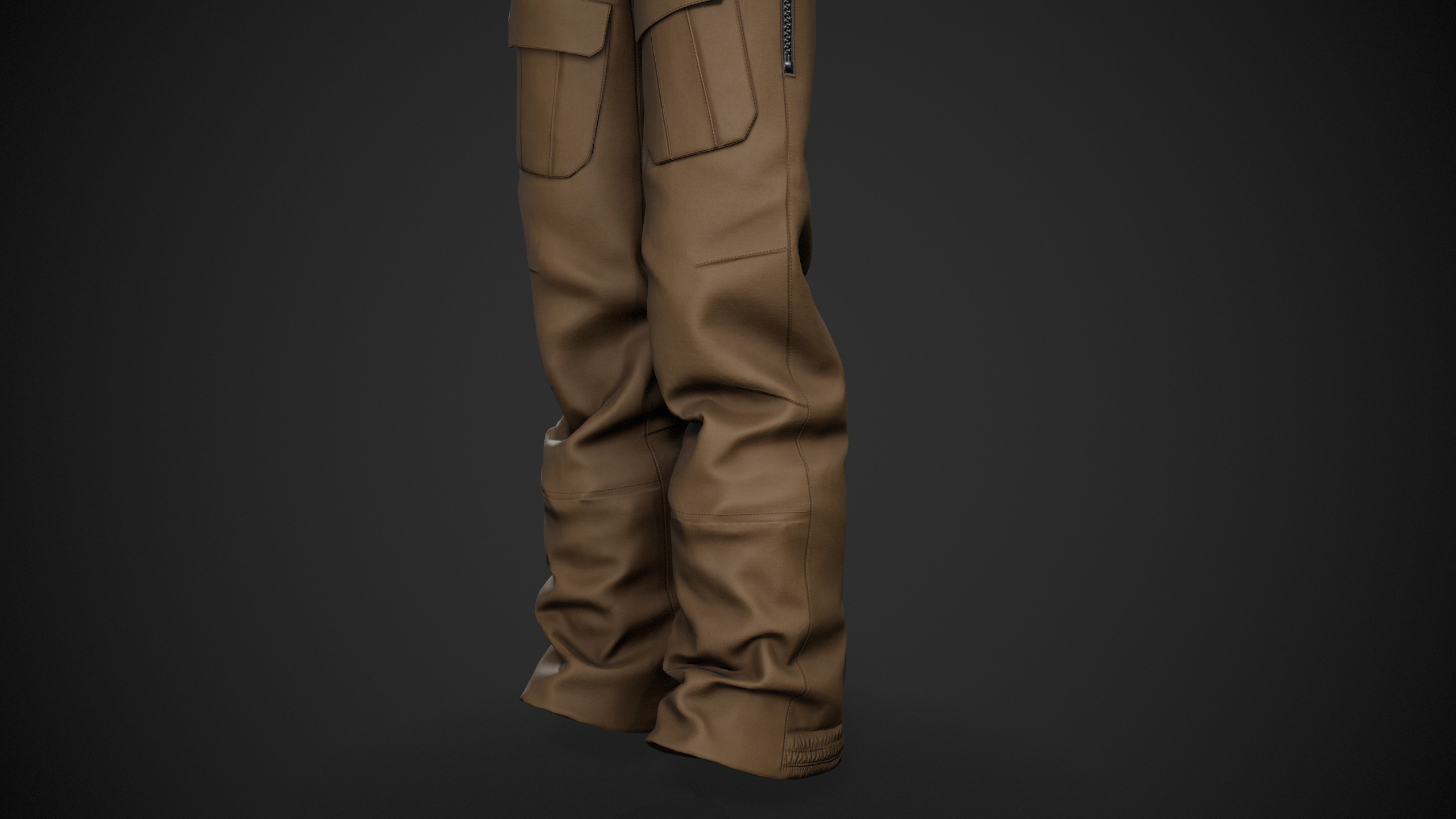 Brown Snowboard Pants Style 3 Low-poly 3D model_7