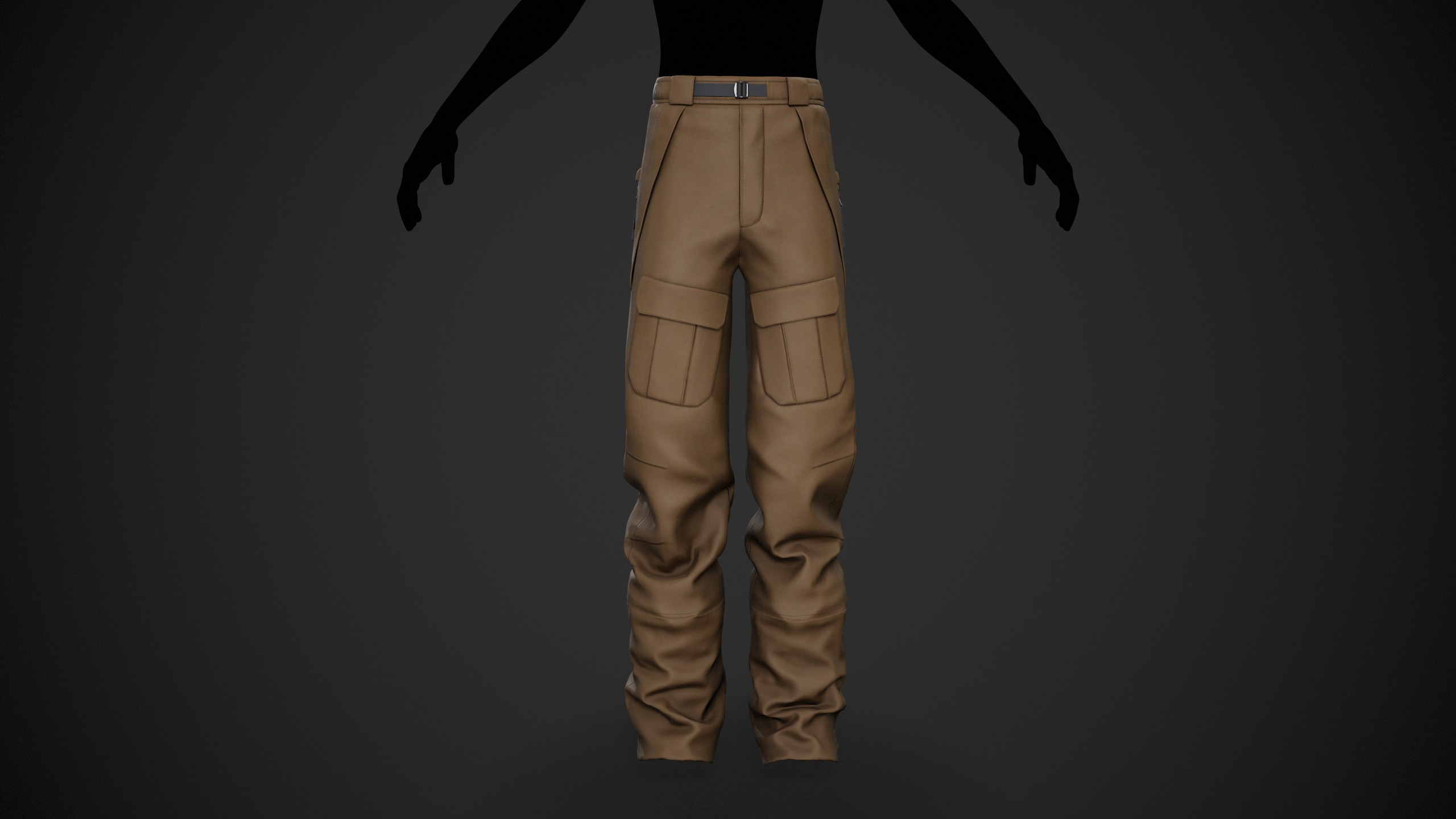 Brown Snowboard Pants Style 3 Low-poly 3D model_11