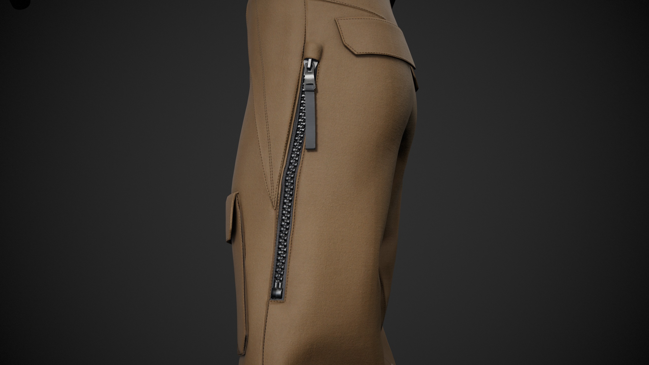 Brown Snowboard Pants Style 3 Low-poly 3D model_6