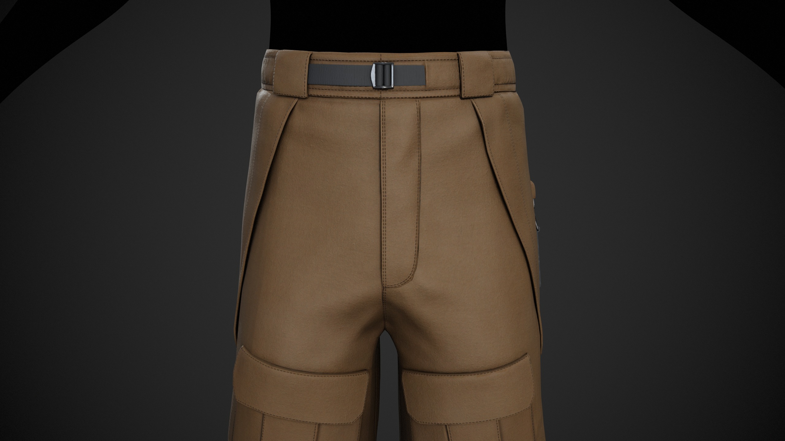 Brown Snowboard Pants Style 3 Low-poly 3D model_2