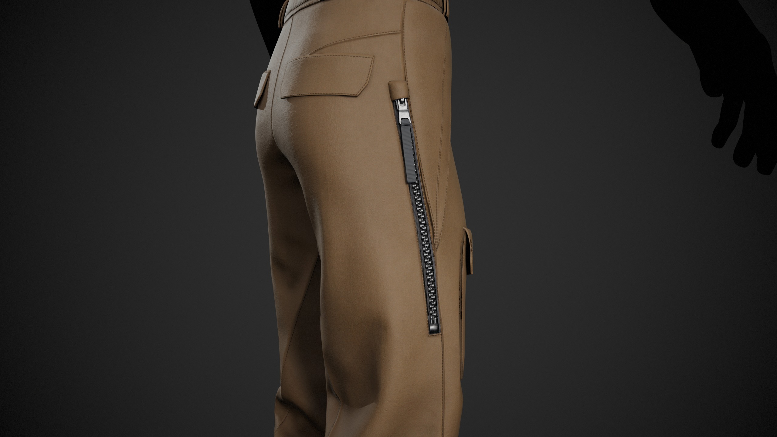 Brown Snowboard Pants Style 3 Low-poly 3D model_9
