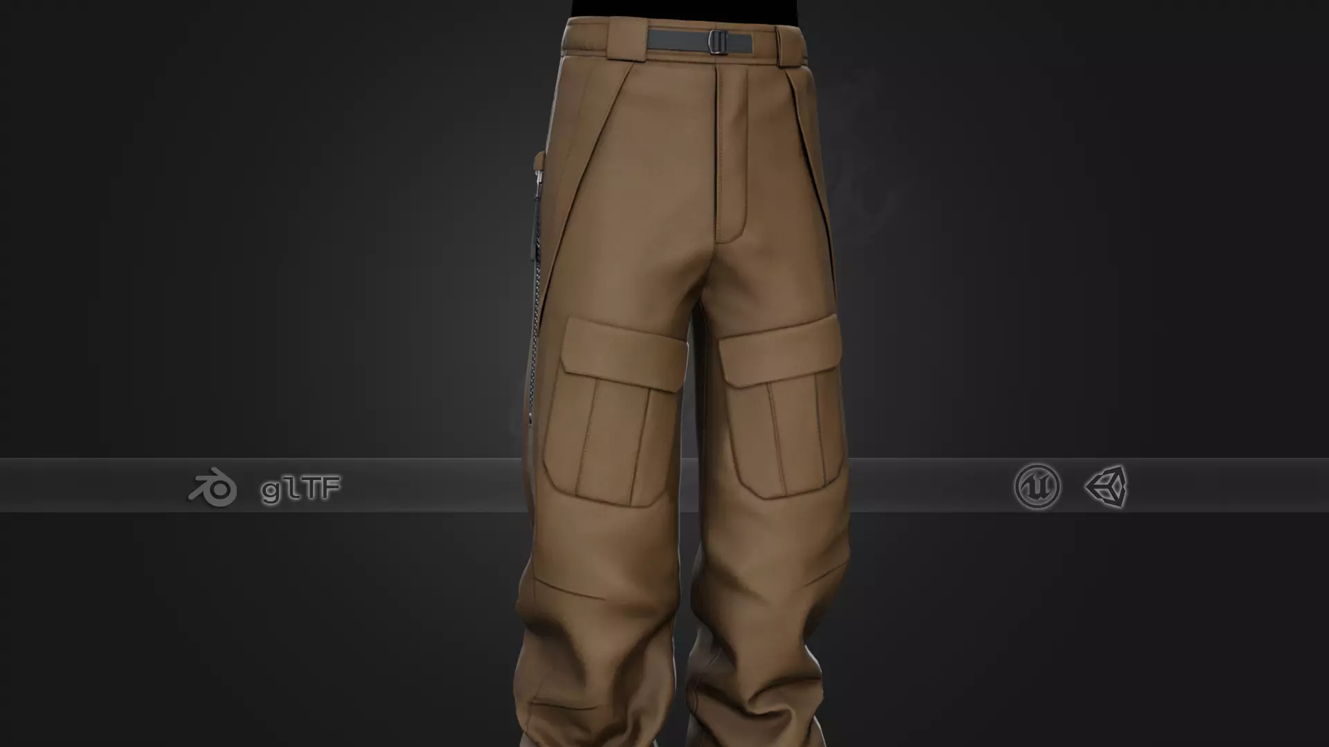 Brown Snowboard Pants Style 3 Low-poly 3D model_0