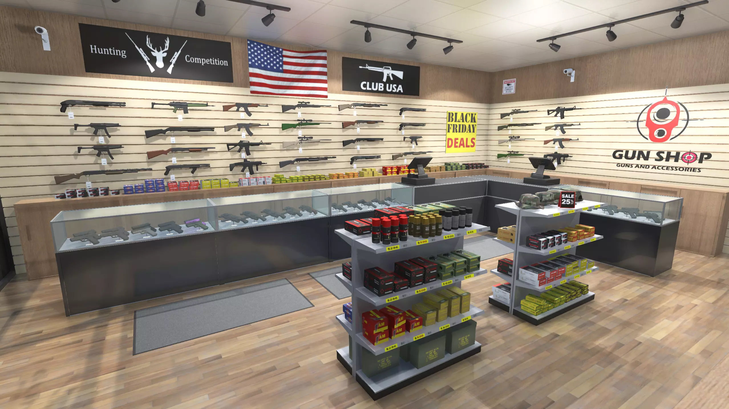 Gun shop Low-poly 3D model_1