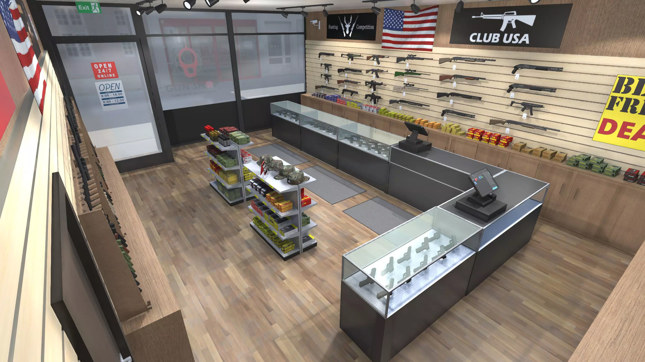 Gun shop Low-poly 3D model_3