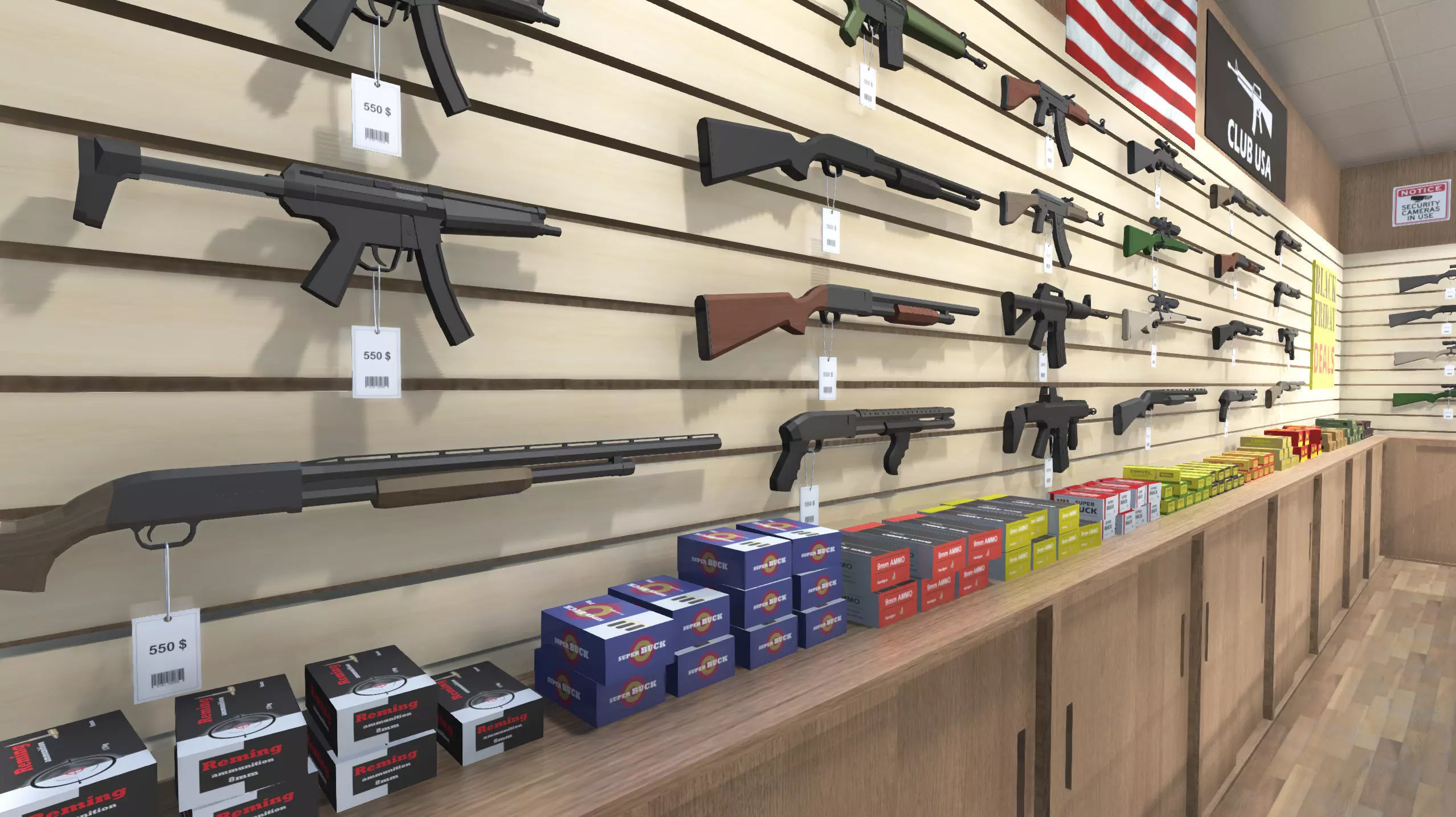 Gun shop Low-poly 3D model_8