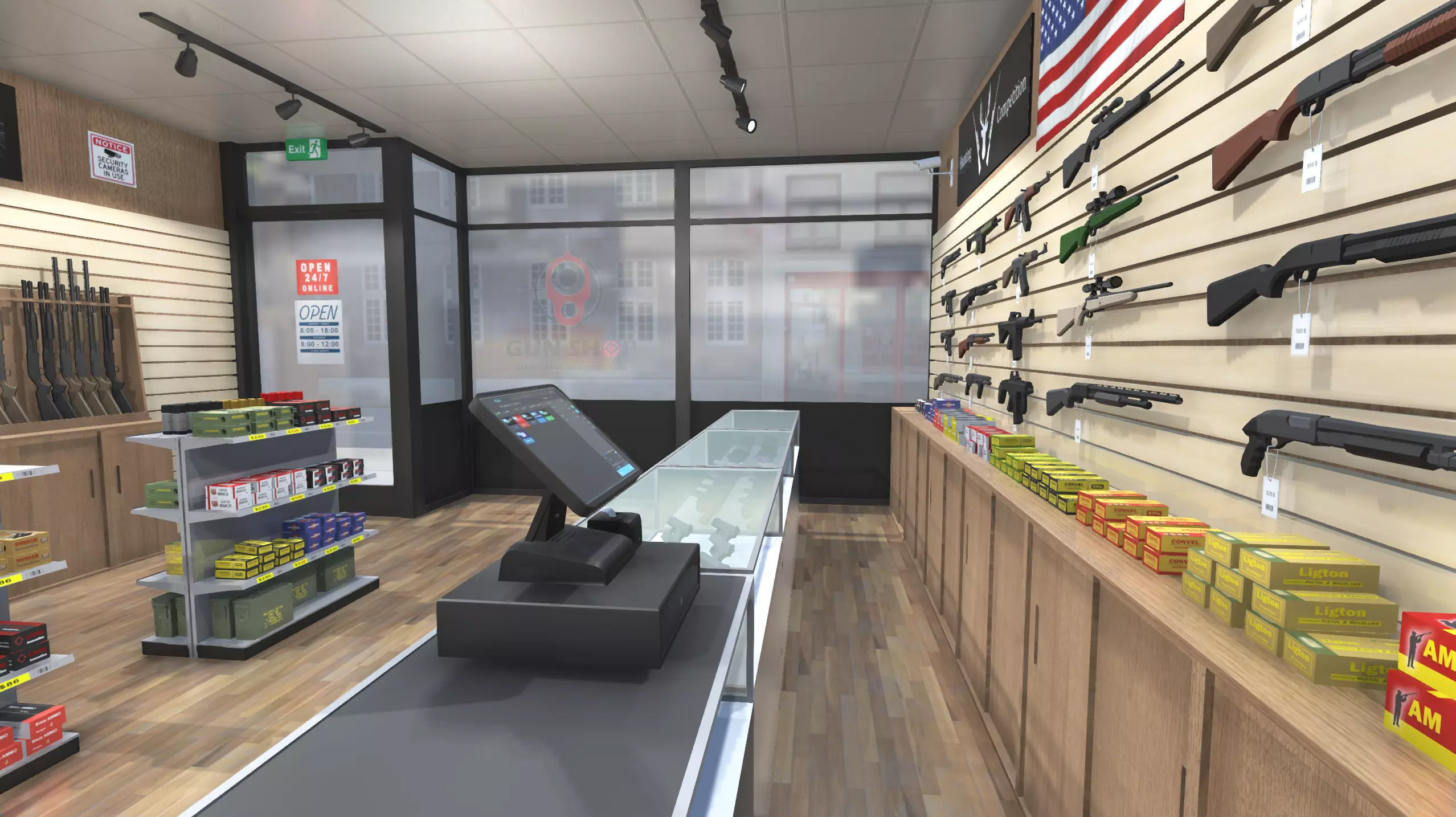 Gun shop Low-poly 3D model_9