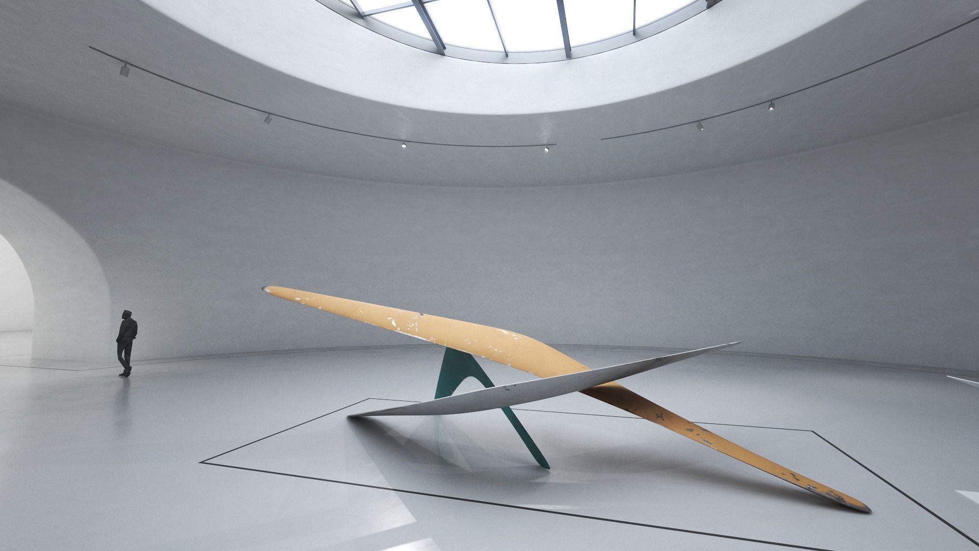 Modern Abstract Boomerang Sculpture  Low-poly 3D model_6