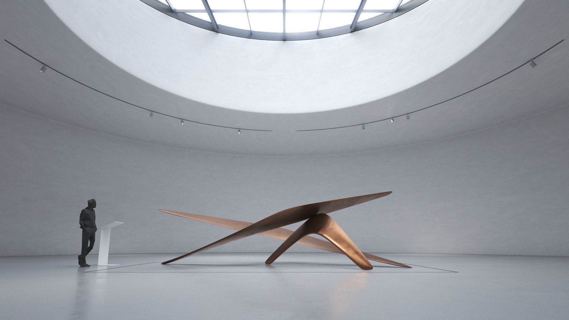 Modern Abstract Boomerang Sculpture  Low-poly 3D model_1