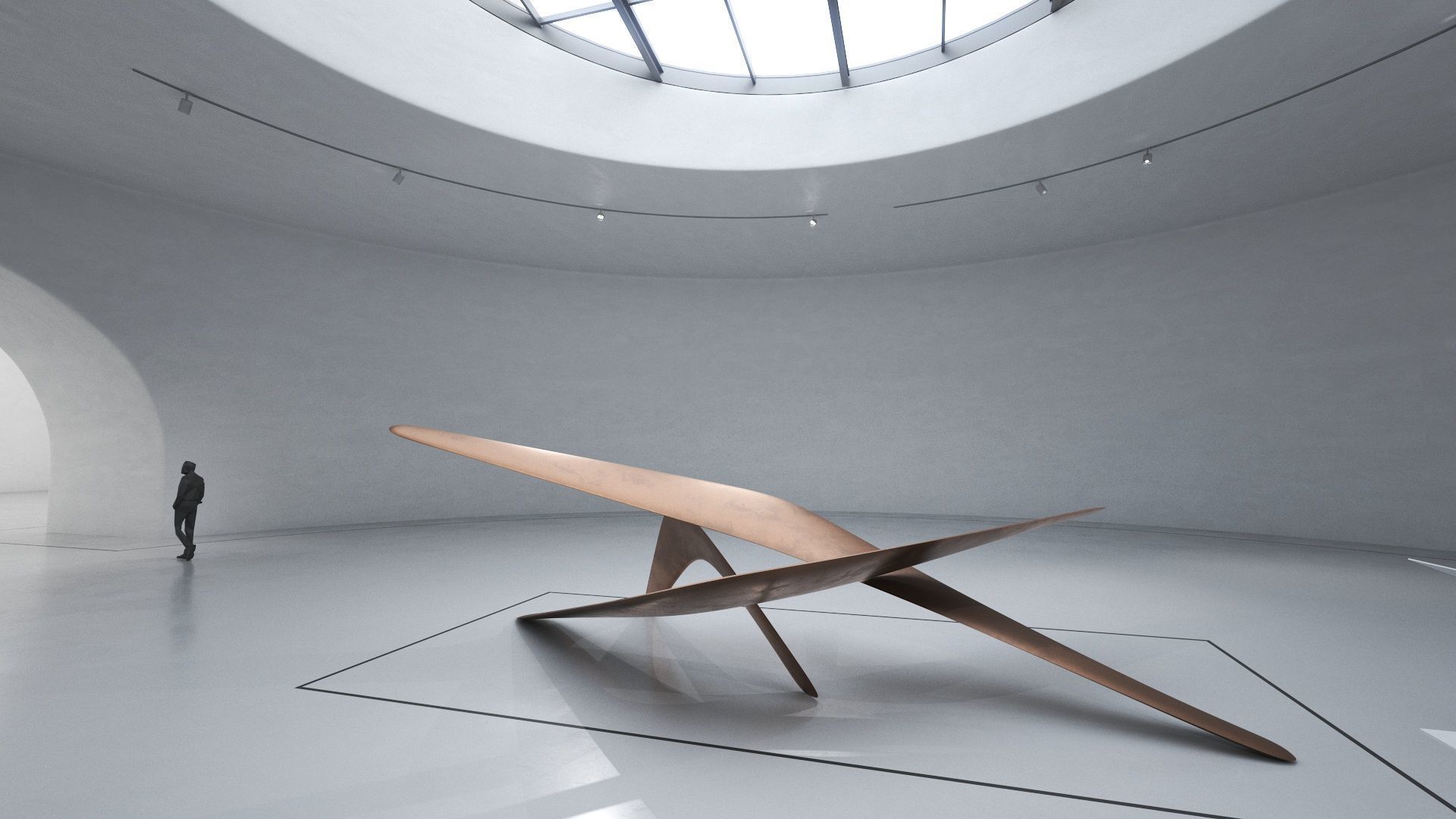 Modern Abstract Boomerang Sculpture  Low-poly 3D model_5