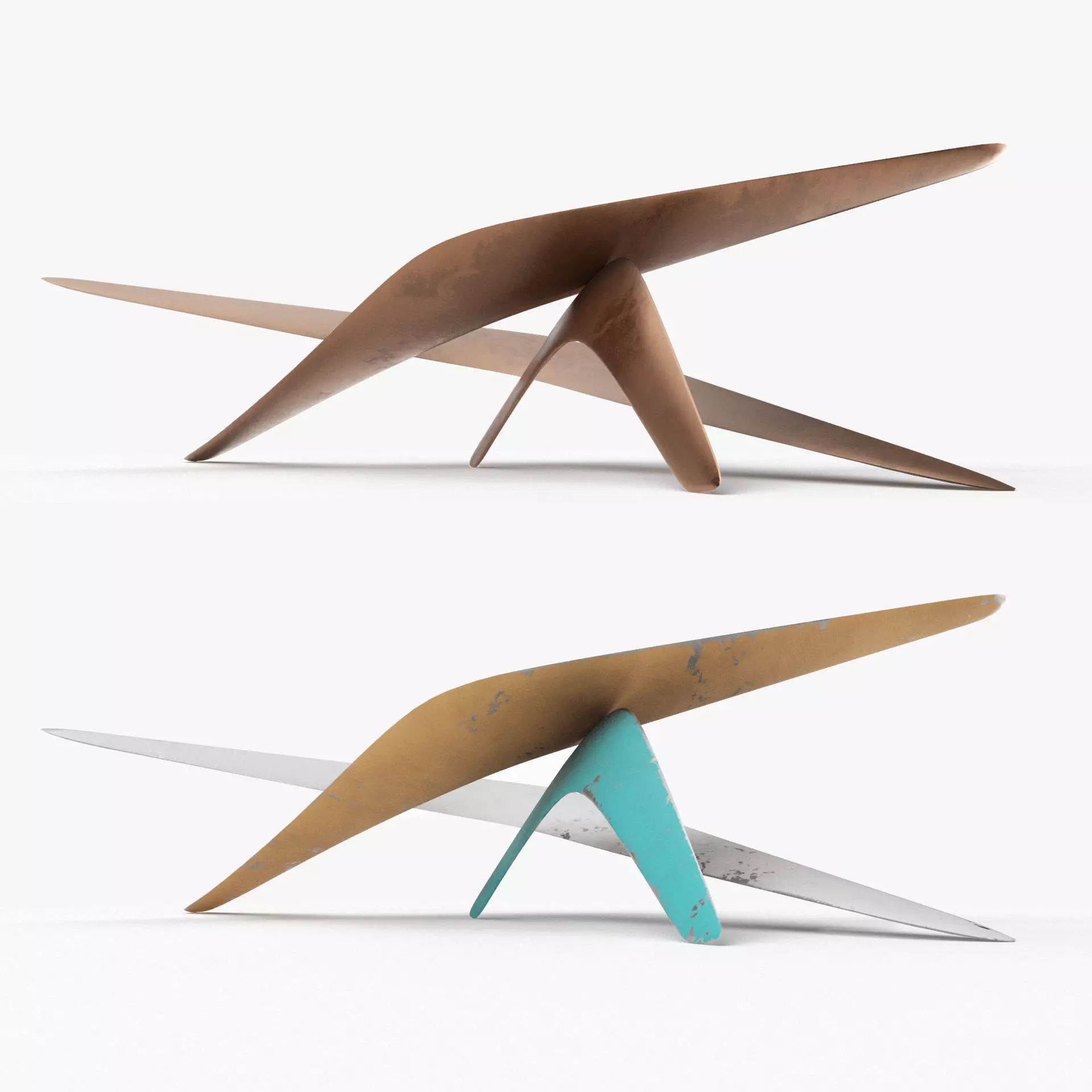 Modern Abstract Boomerang Sculpture  Low-poly 3D model_0