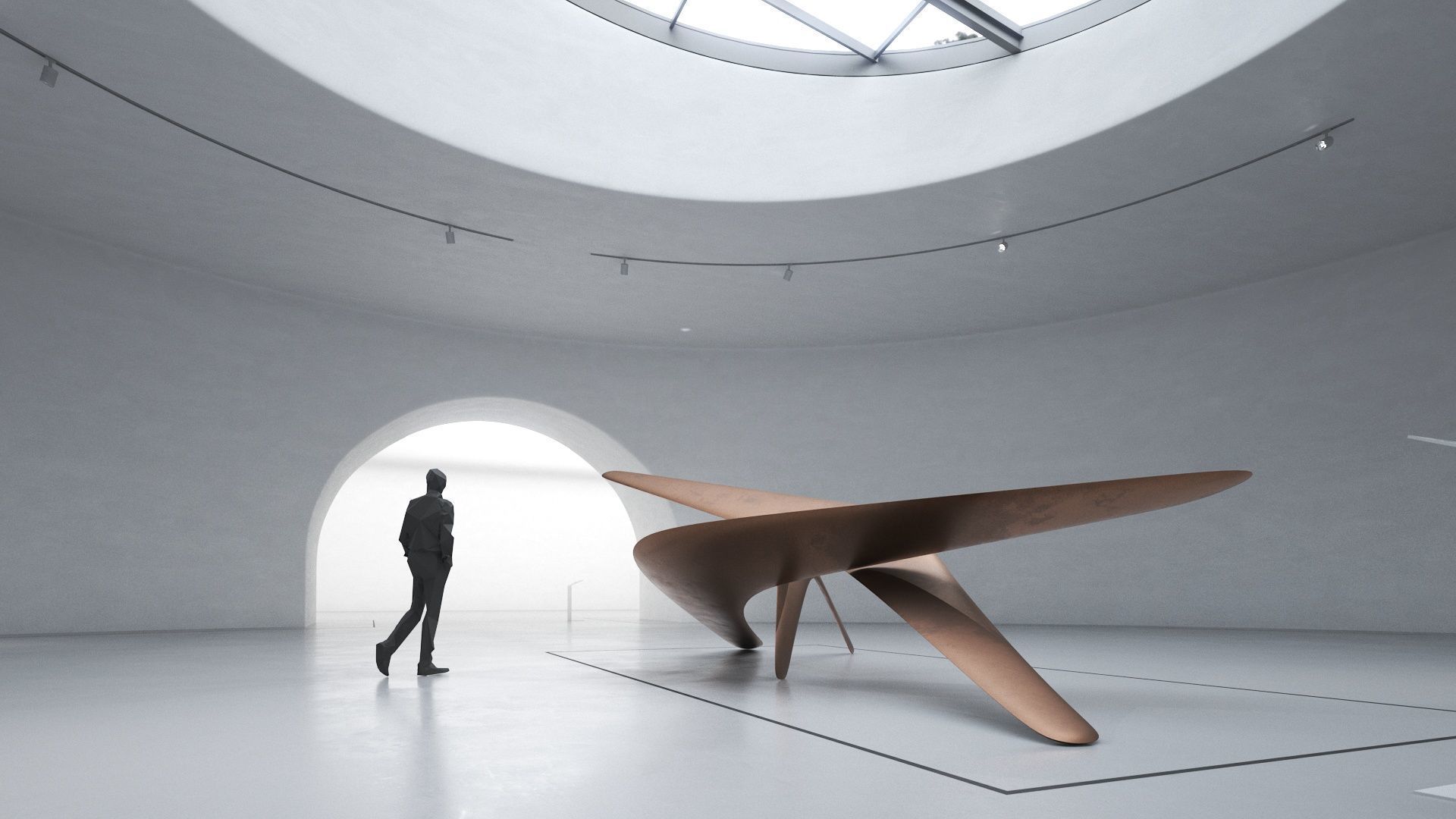 Modern Abstract Boomerang Sculpture  Low-poly 3D model_3