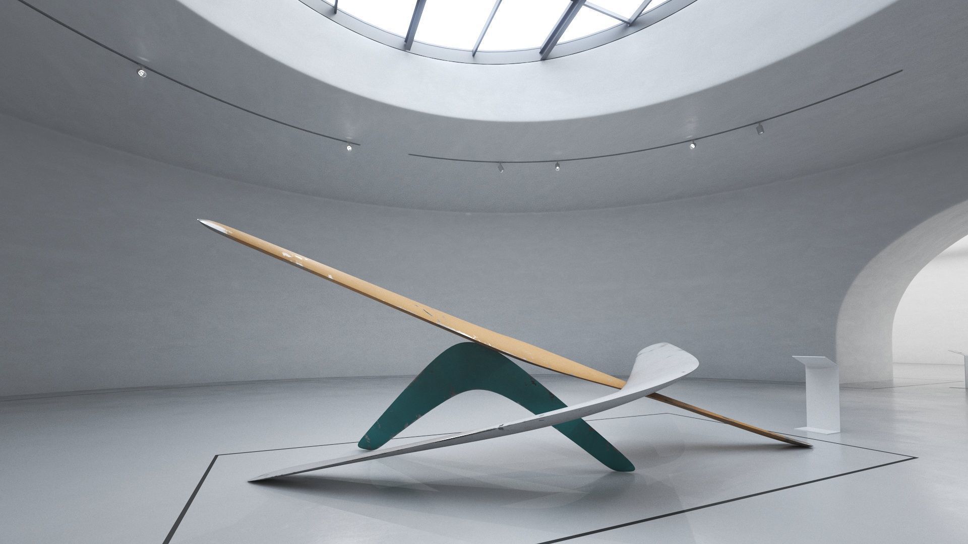 Modern Abstract Boomerang Sculpture  Low-poly 3D model_8