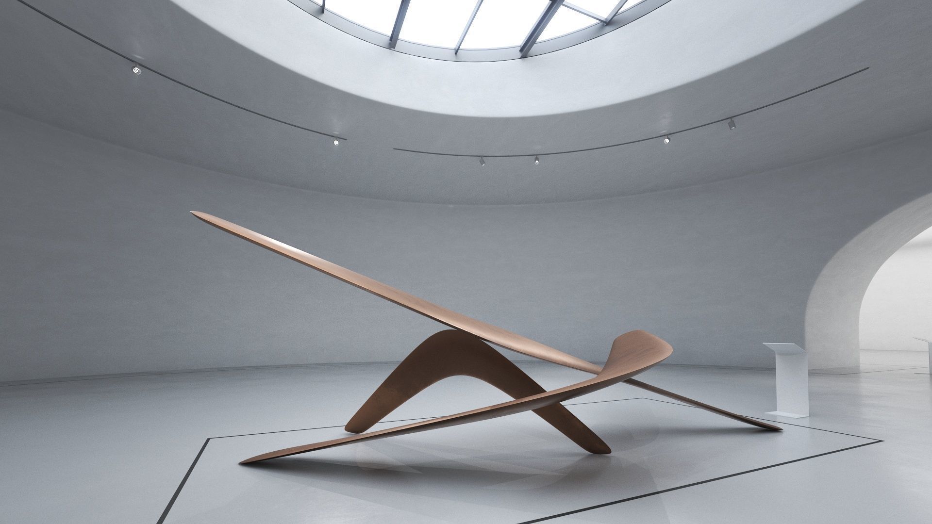 Modern Abstract Boomerang Sculpture  Low-poly 3D model_7