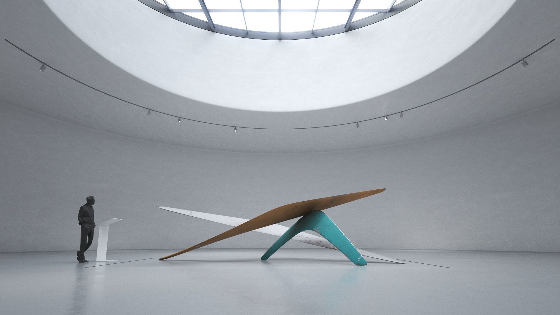 Modern Abstract Boomerang Sculpture  Low-poly 3D model_2