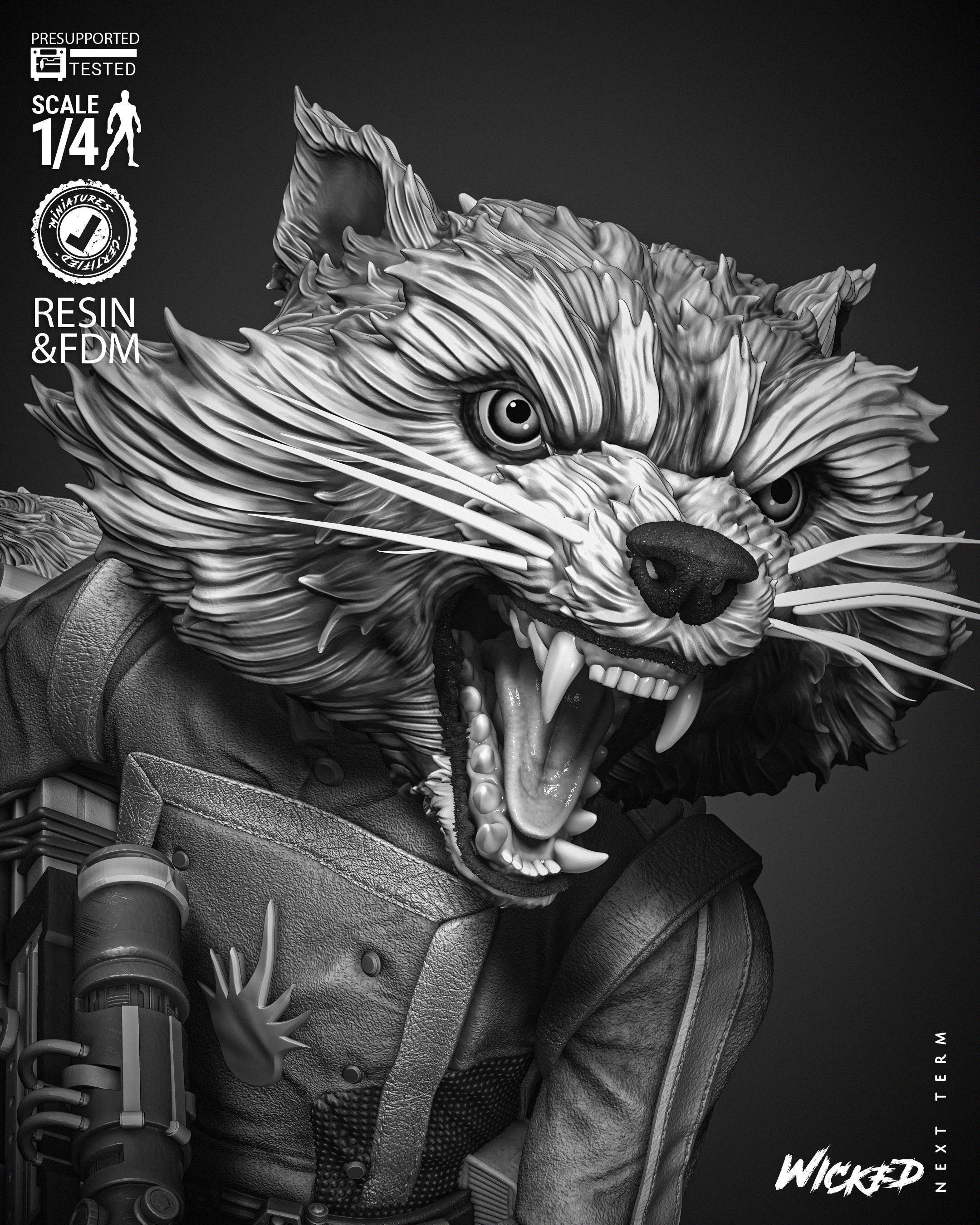 Wicked Marvel Rocket Bust  3D print model_3