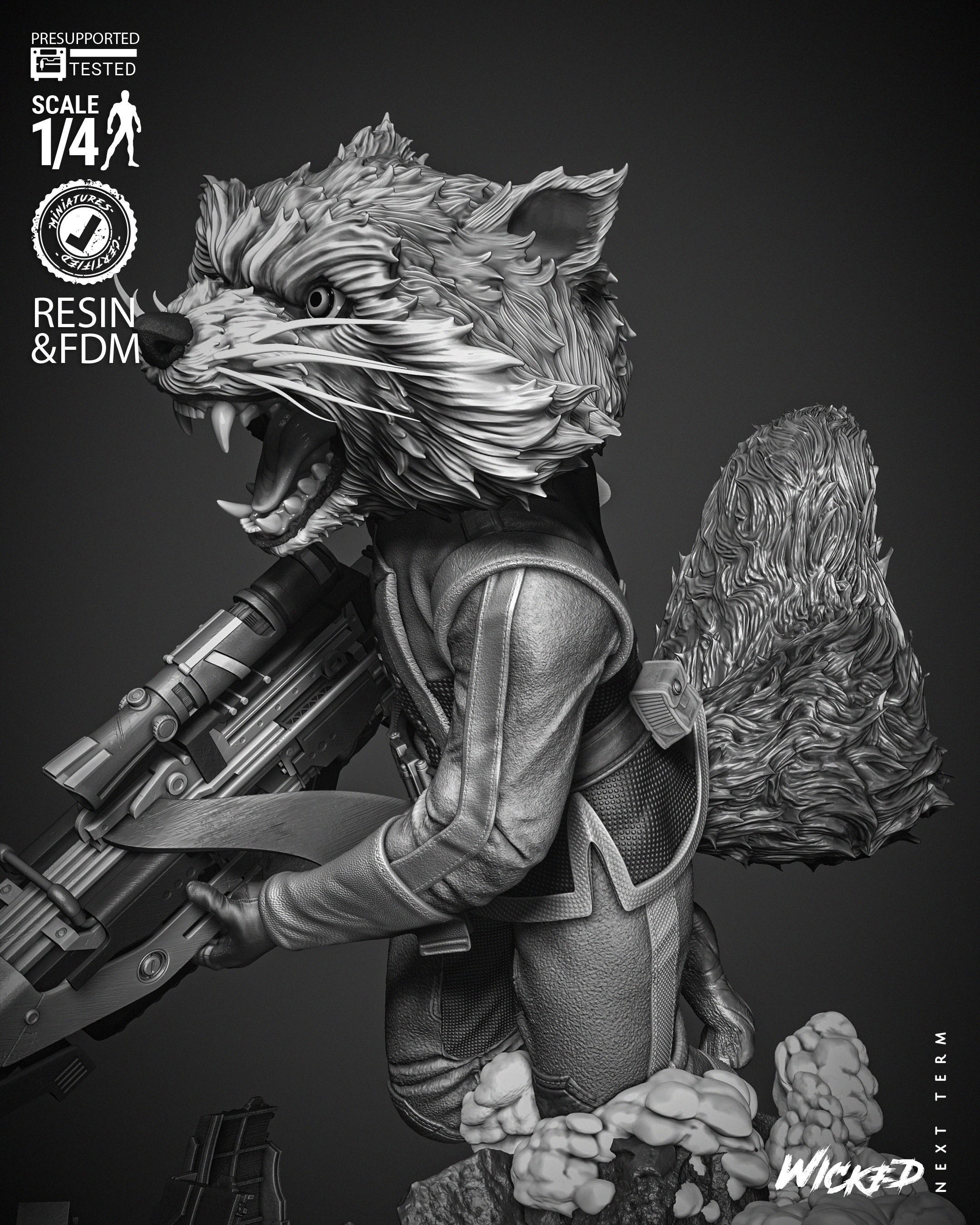 Wicked Marvel Rocket Bust  3D print model_44