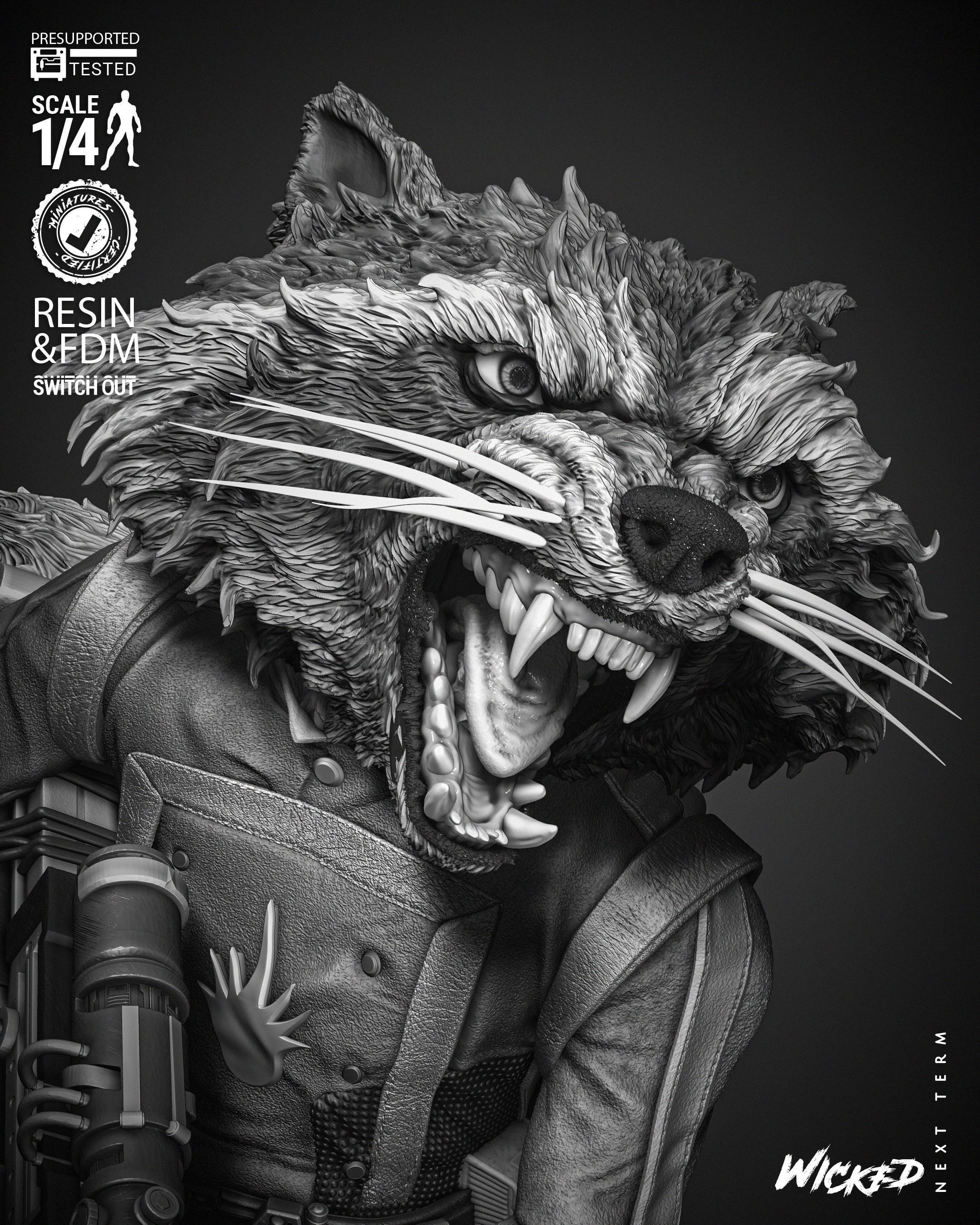 Wicked Marvel Rocket Bust  3D print model_30