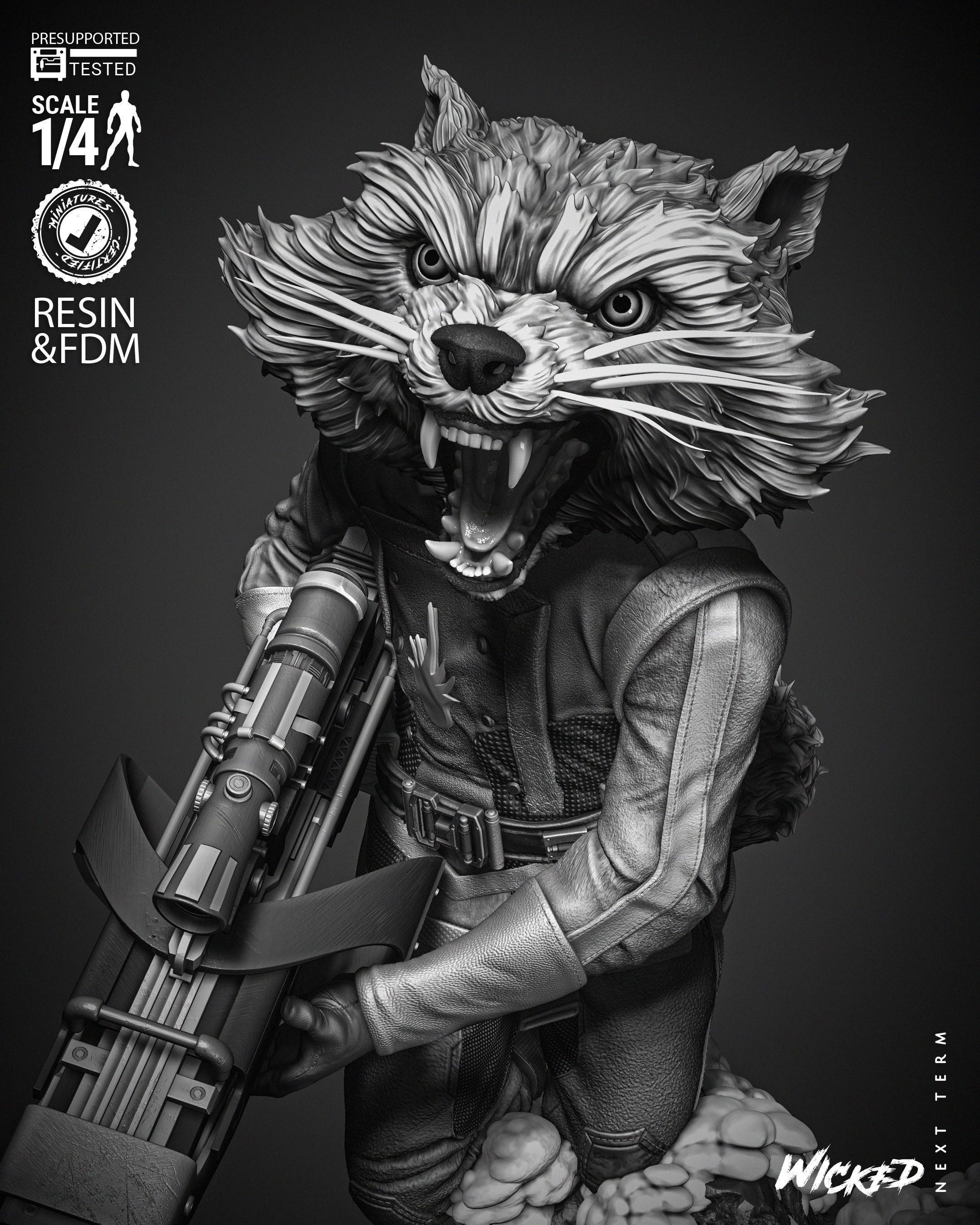 Wicked Marvel Rocket Bust  3D print model_31