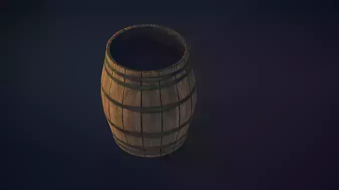 Wooden Medival Barrel opened Game Ready PBR