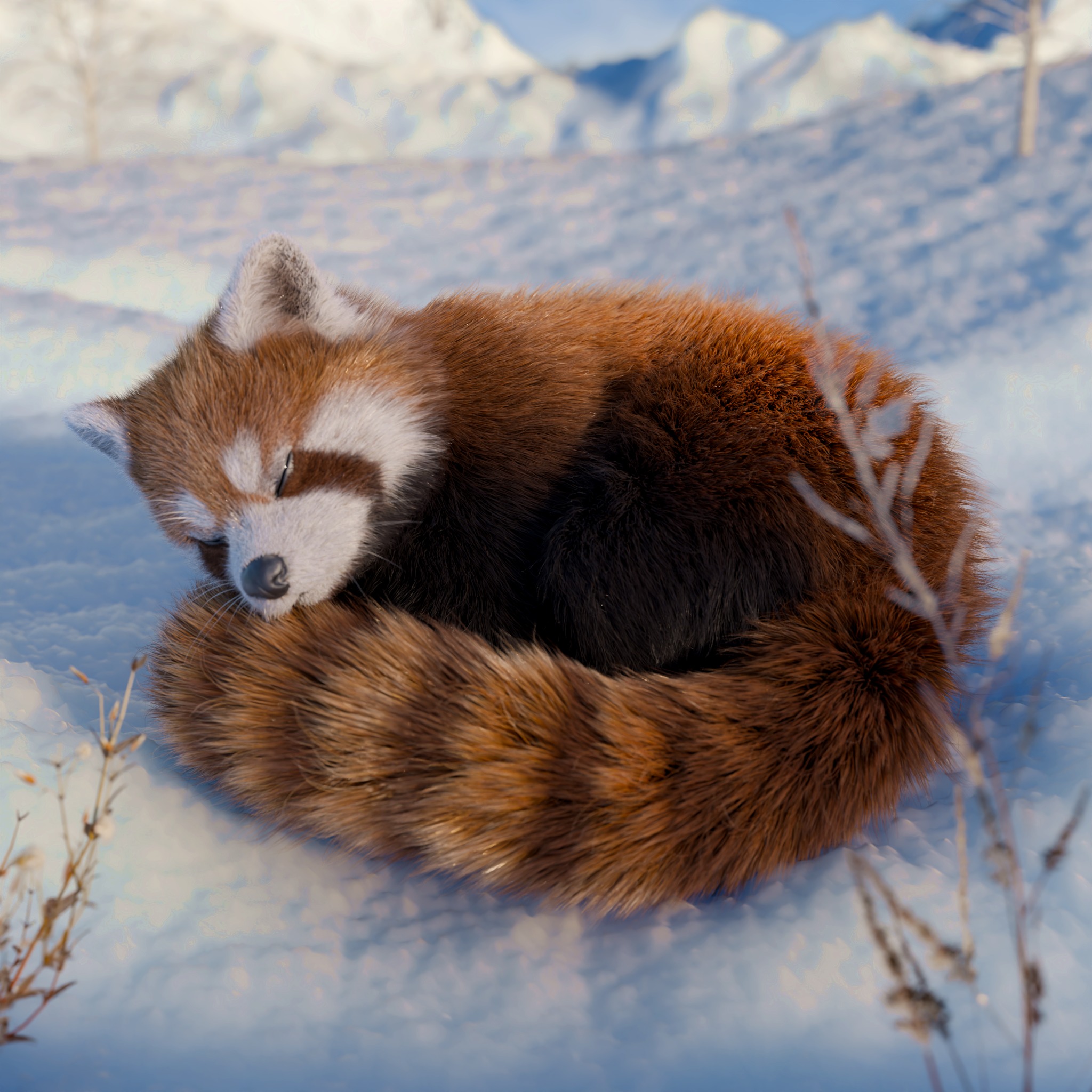Red Panda Rigged Animated 3D model_3