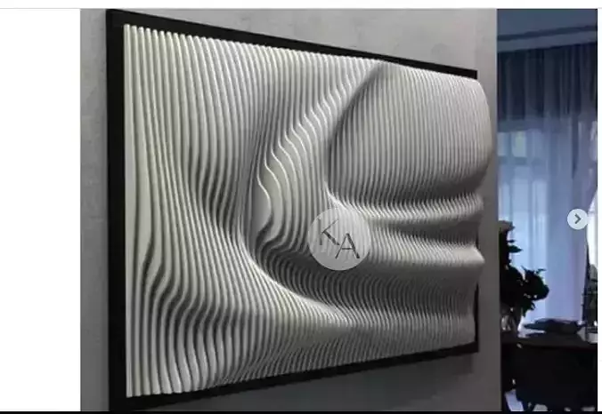 Parametric Wavy Wooden Wall Decor 08 - wood cutting machines 3D model