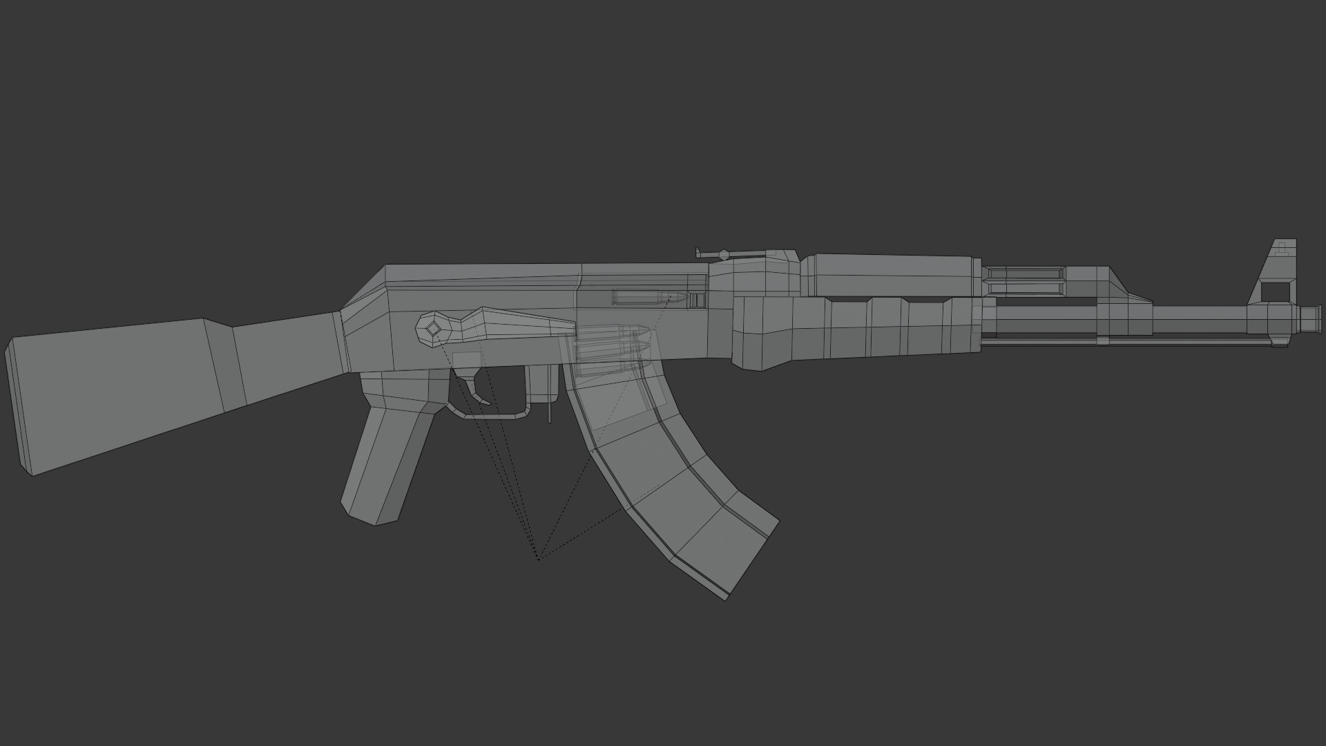 Ak-47 Lowpoly Low-poly 3D model_6