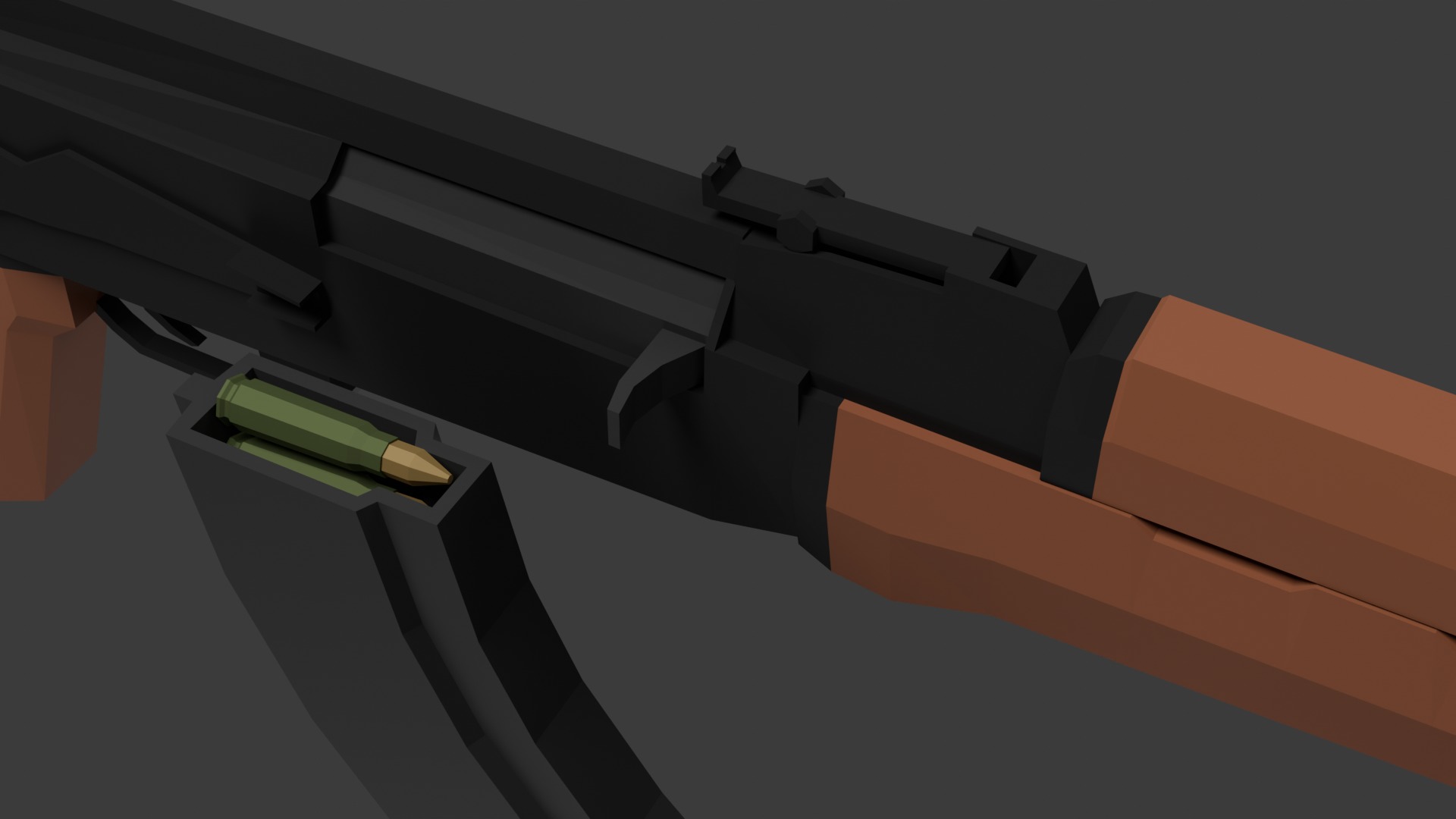 Ak-47 Lowpoly Low-poly 3D model_3