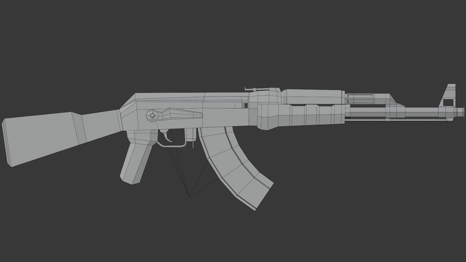 Ak-47 Lowpoly Low-poly 3D model_5