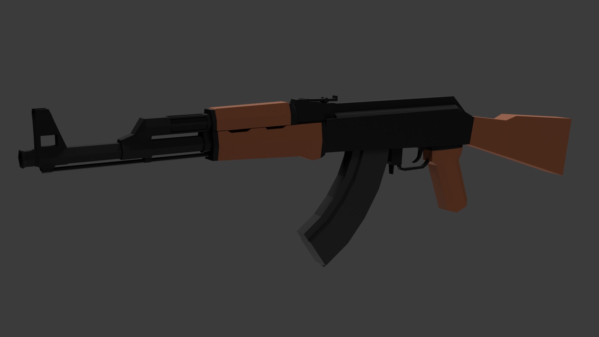 Ak-47 Lowpoly Low-poly 3D model_2