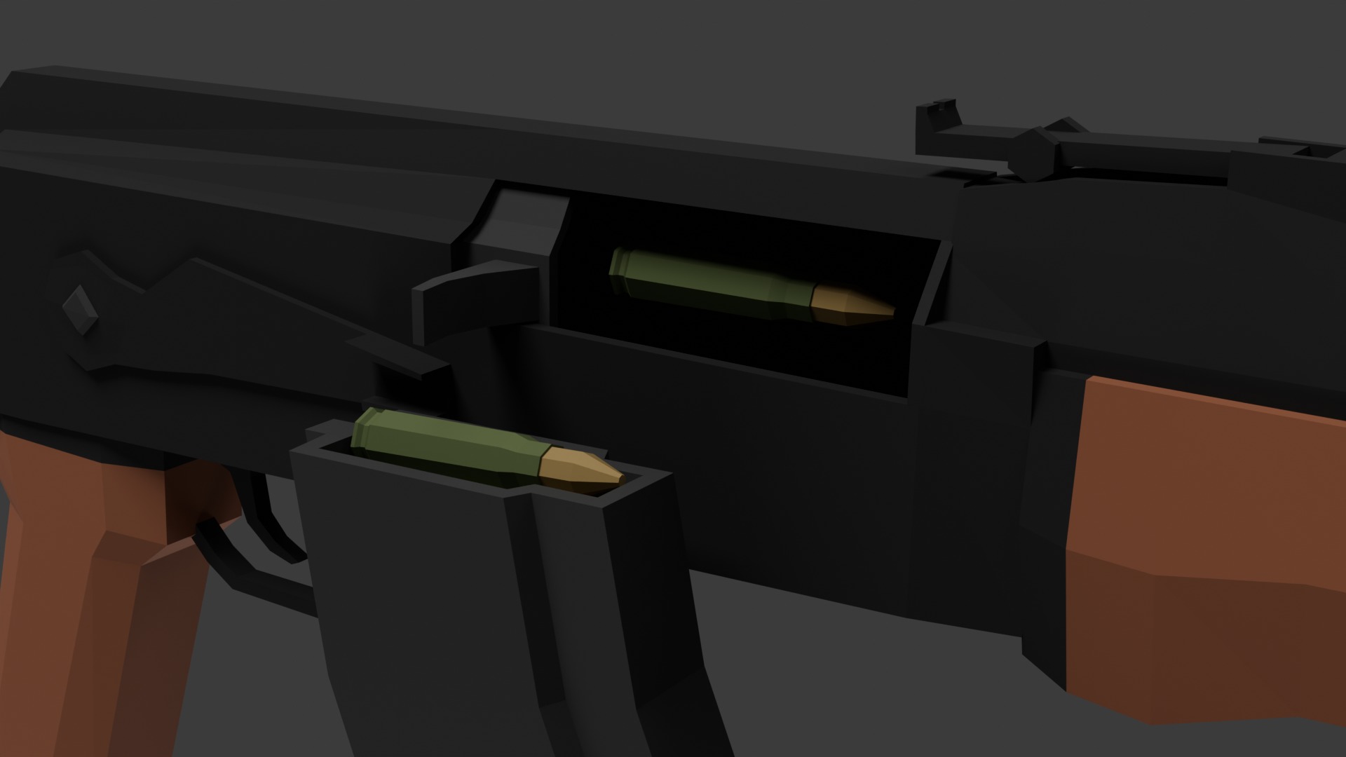 Ak-47 Lowpoly Low-poly 3D model_4