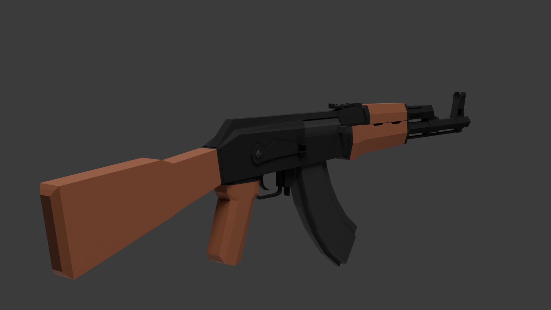 Ak-47 Lowpoly Low-poly 3D model_1